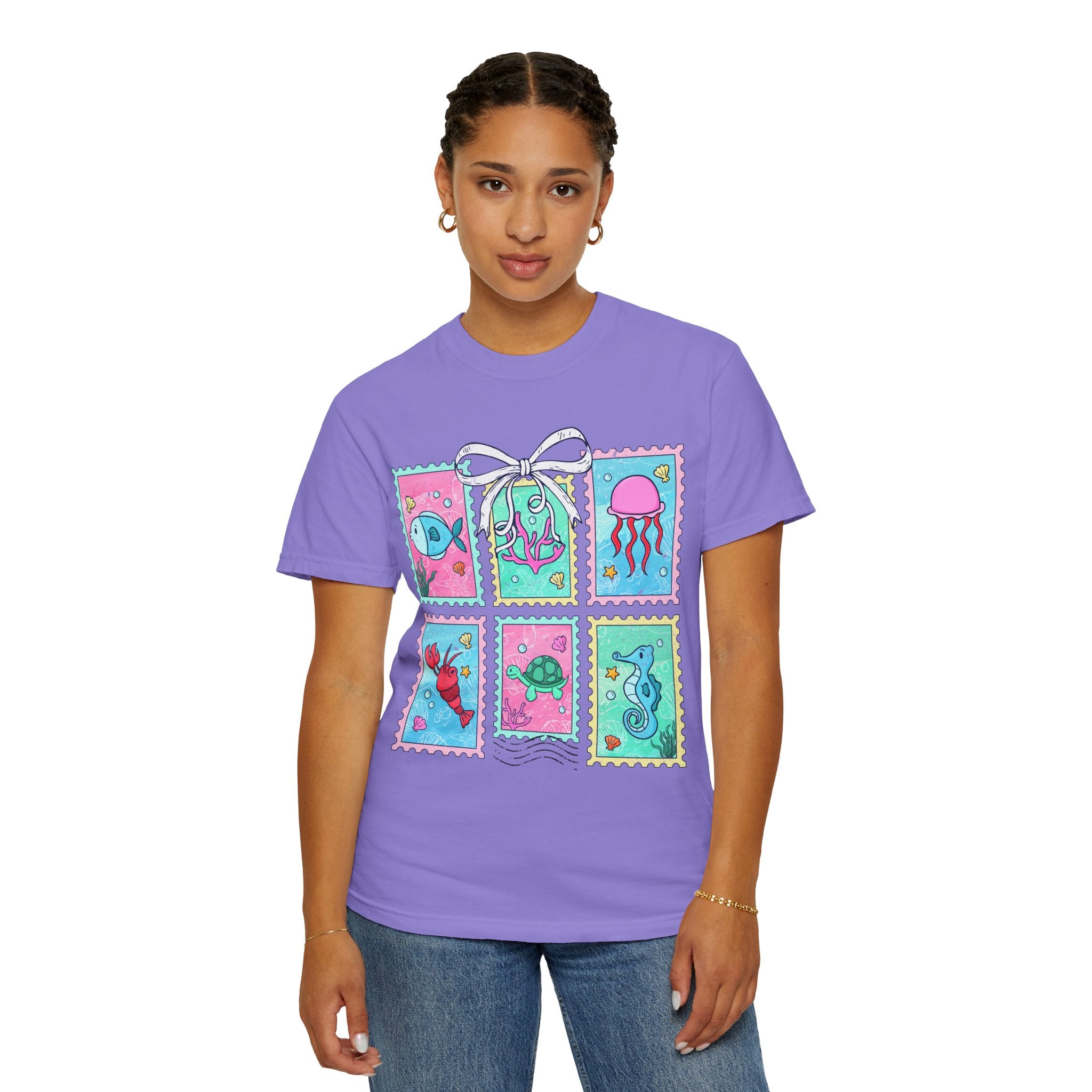 Sea Critter Stamp T-Shirt — Cute Marine Animals Graphic Tee