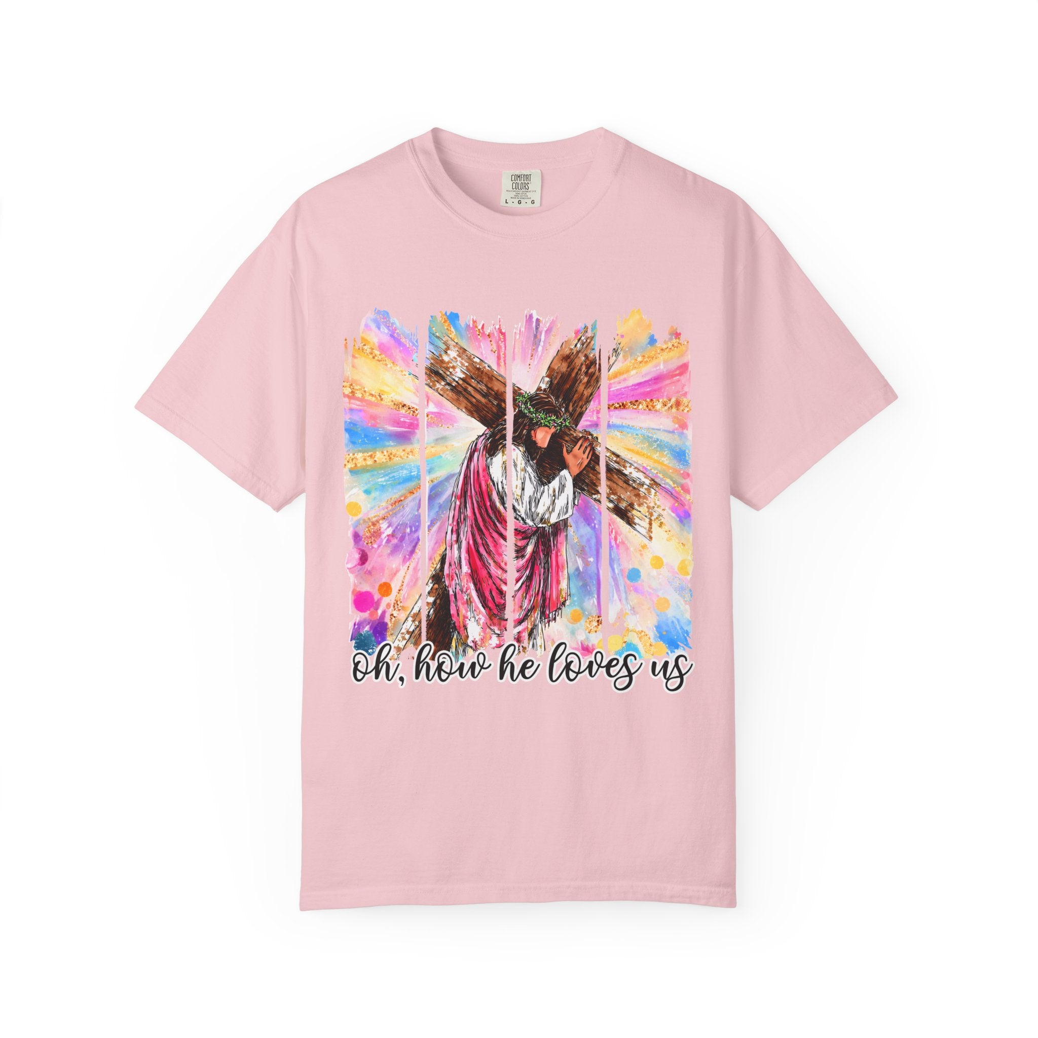 'Oh, How He Loves Us' Colorful Cross Graphic