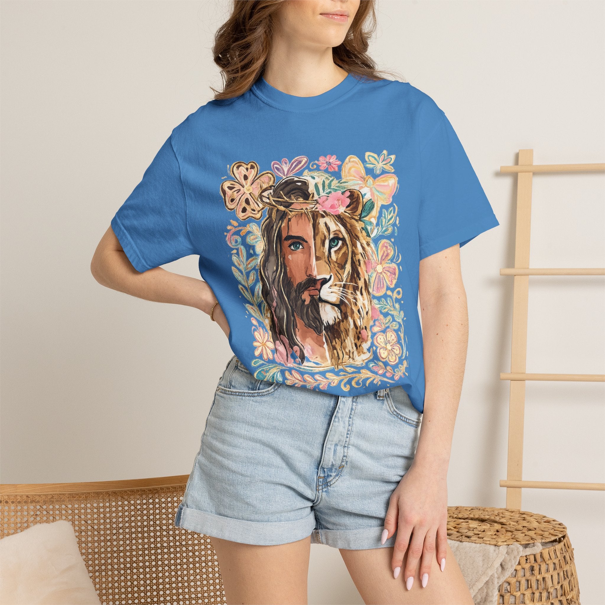 Lion & Lioness Floral Portrait T‑Shirt