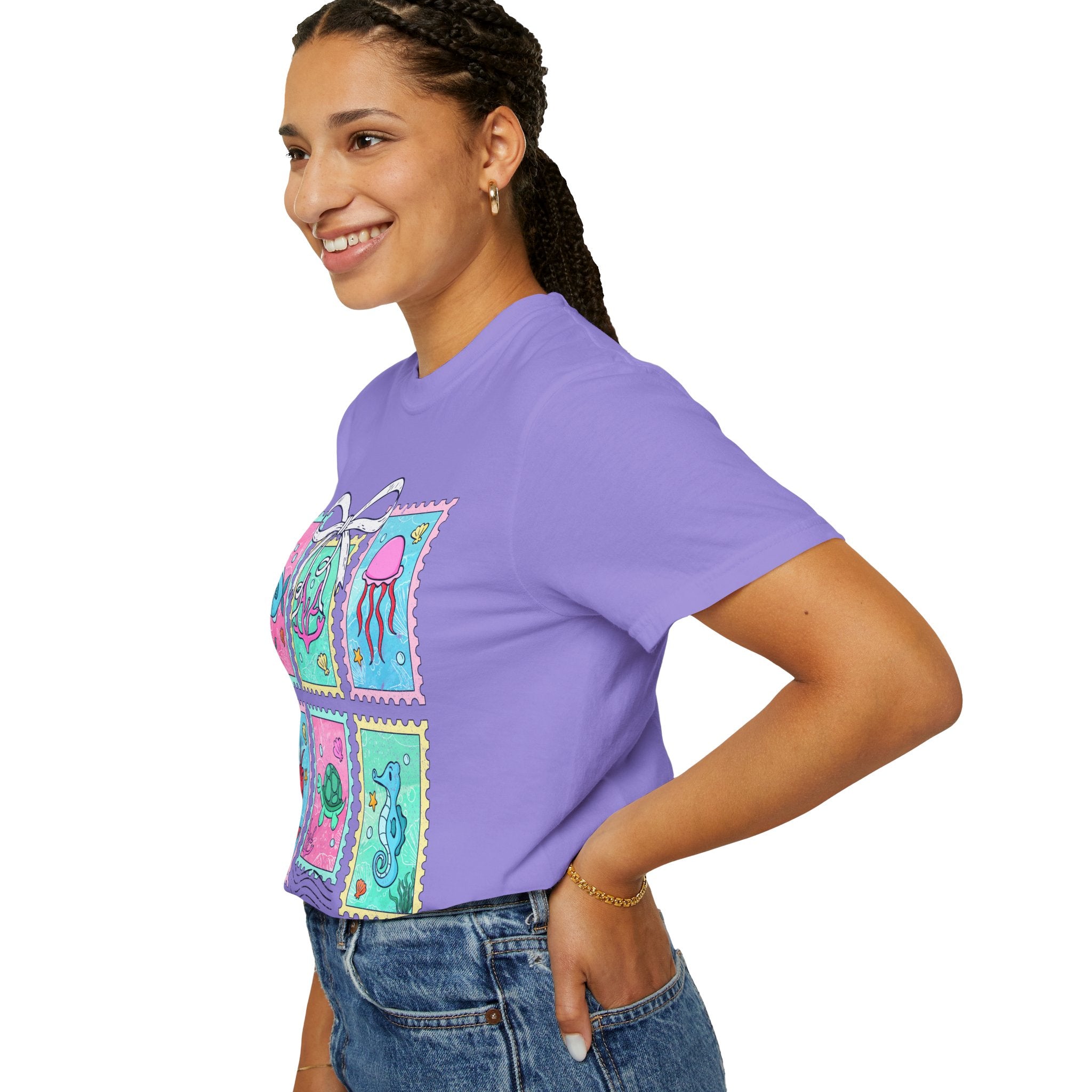 Sea Critter Stamp T-Shirt — Cute Marine Animals Graphic Tee