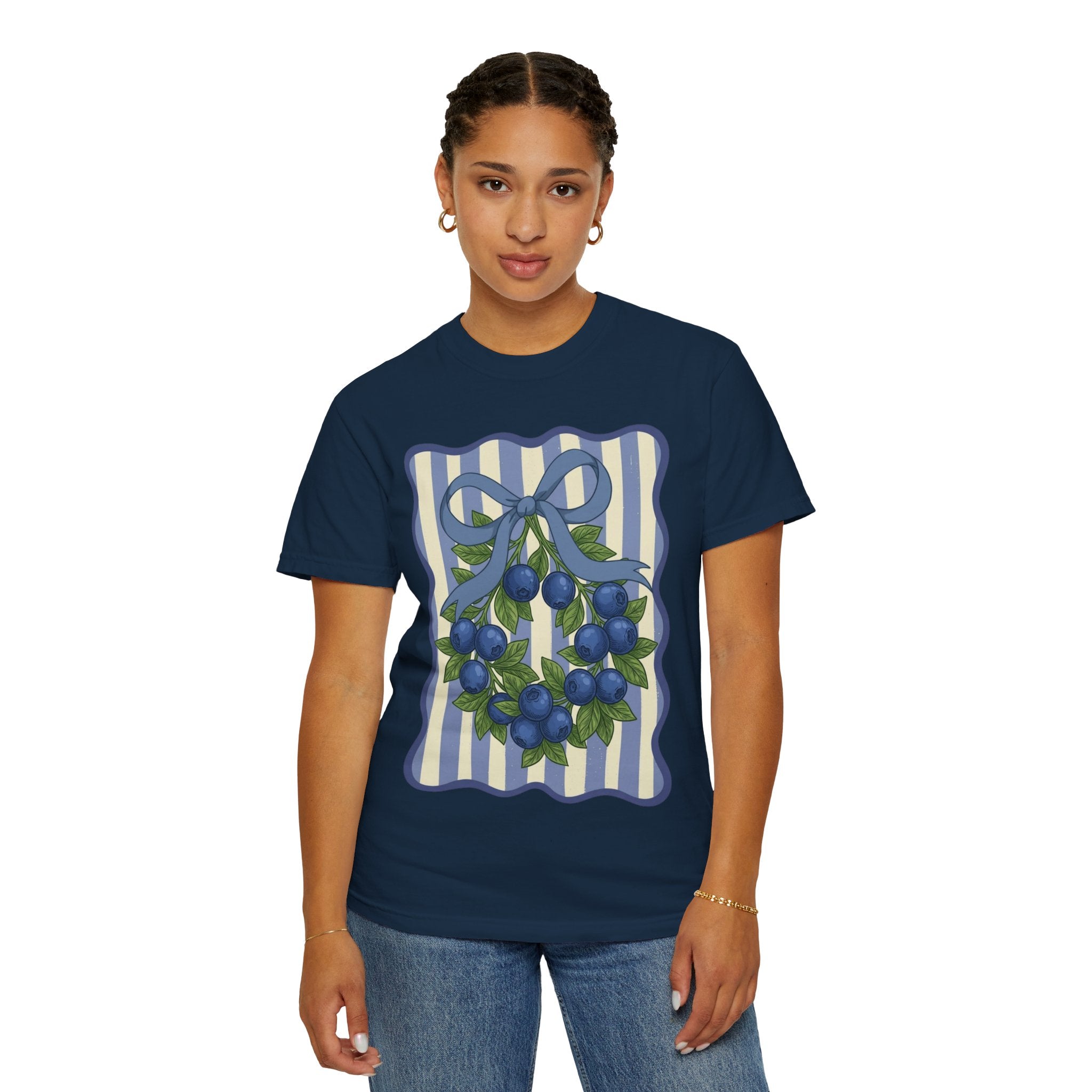 Blueberry Wreath Striped T-Shirt