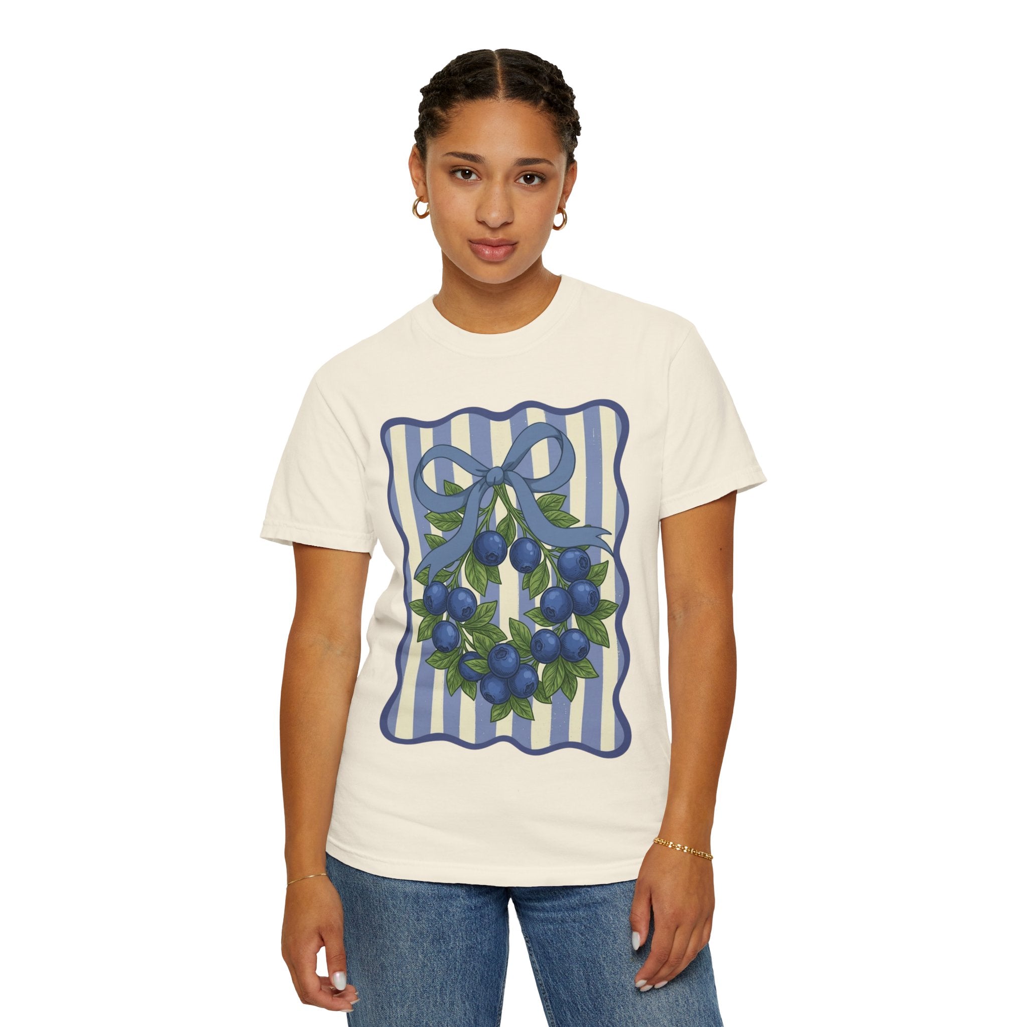Blueberry Wreath Striped T-Shirt
