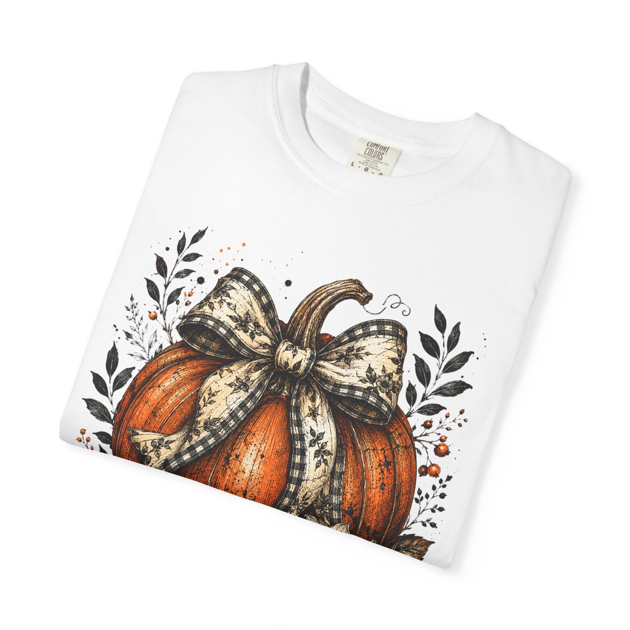 Autumn Pumpkin & Sunflower T-Shirt — Rustic Fall Harvest Tee