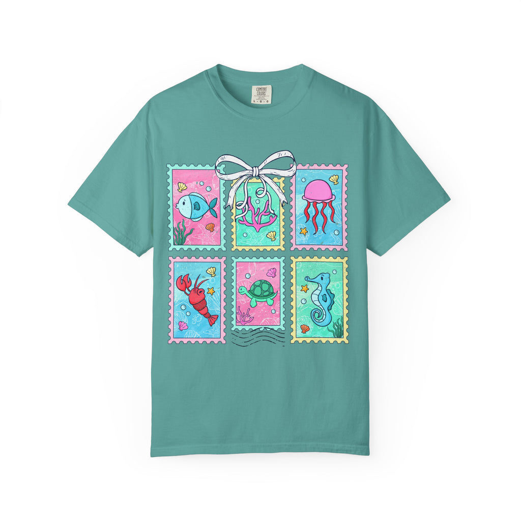Sea Critter Stamp T-Shirt — Cute Marine Animals Graphic Tee