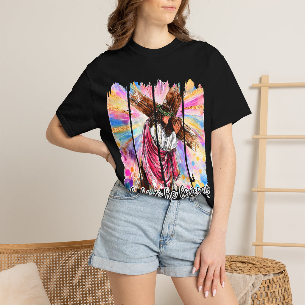 'Oh, How He Loves Us' Colorful Cross Graphic