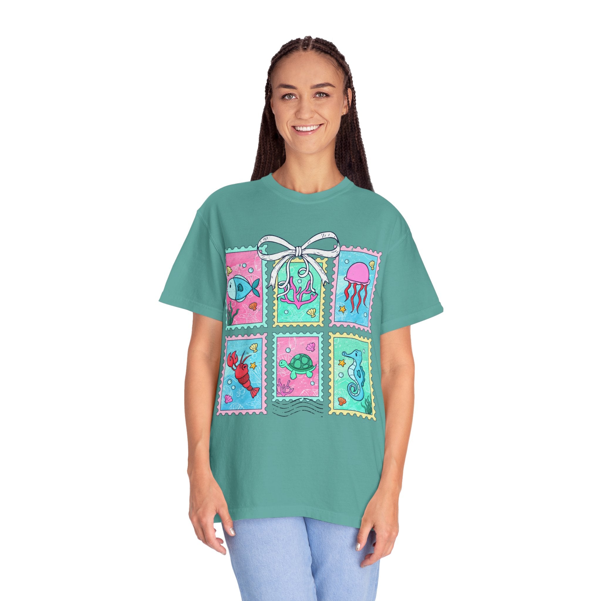 Sea Critter Stamp T-Shirt — Cute Marine Animals Graphic Tee