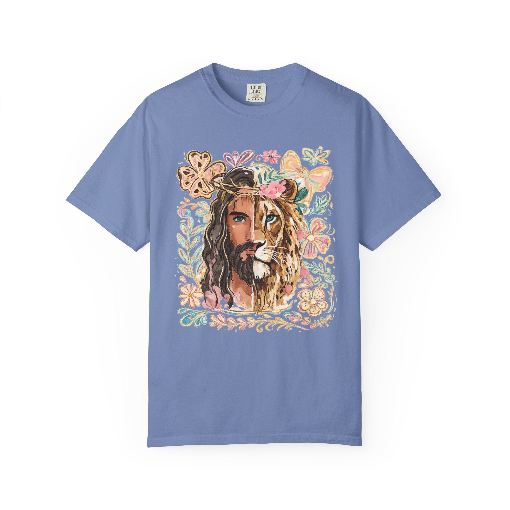 Lion & Lioness Floral Portrait T‑Shirt