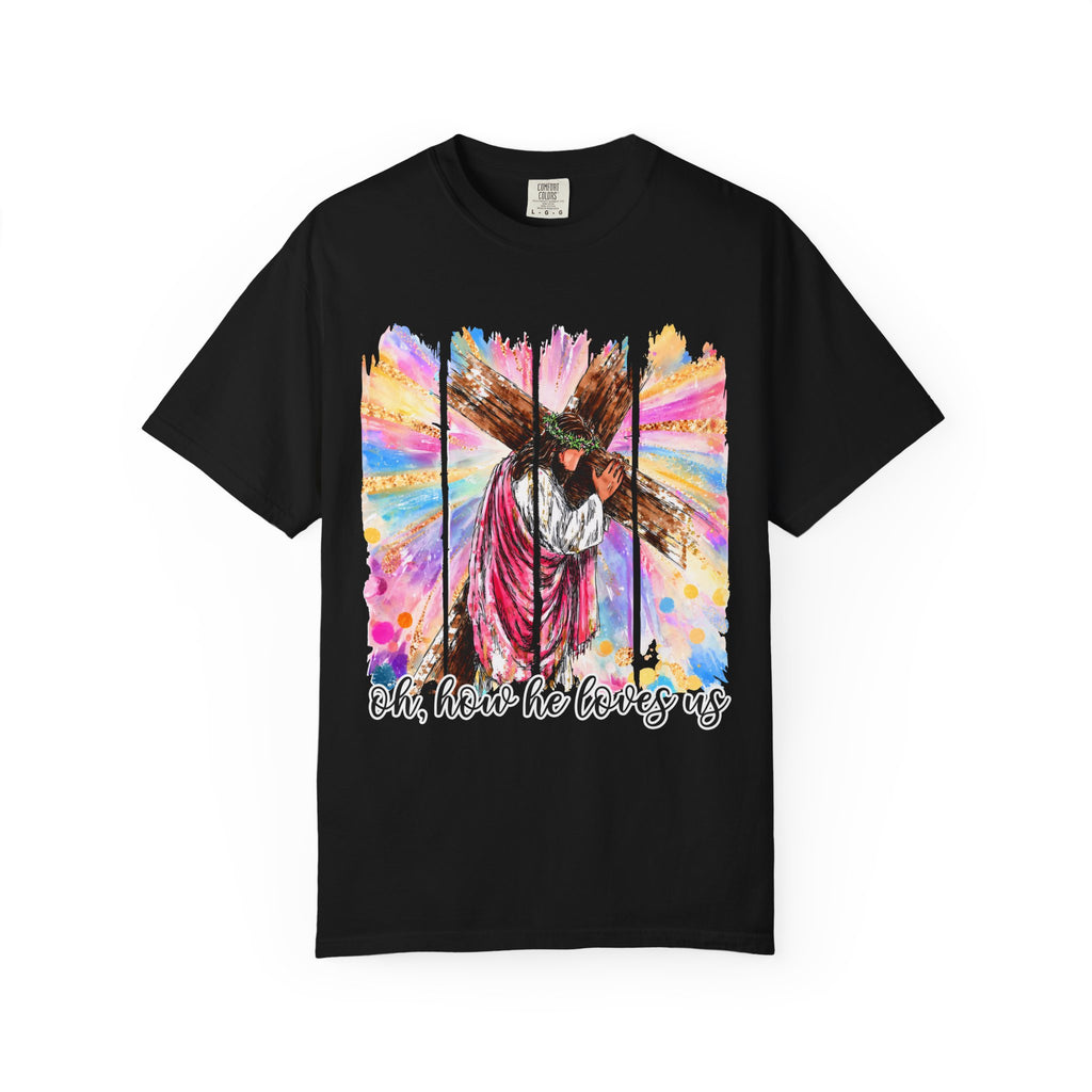 'Oh, How He Loves Us' Colorful Cross Graphic