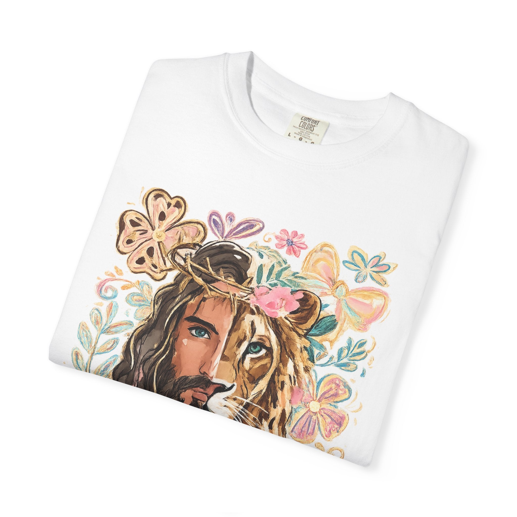 Lion & Lioness Floral Portrait T‑Shirt