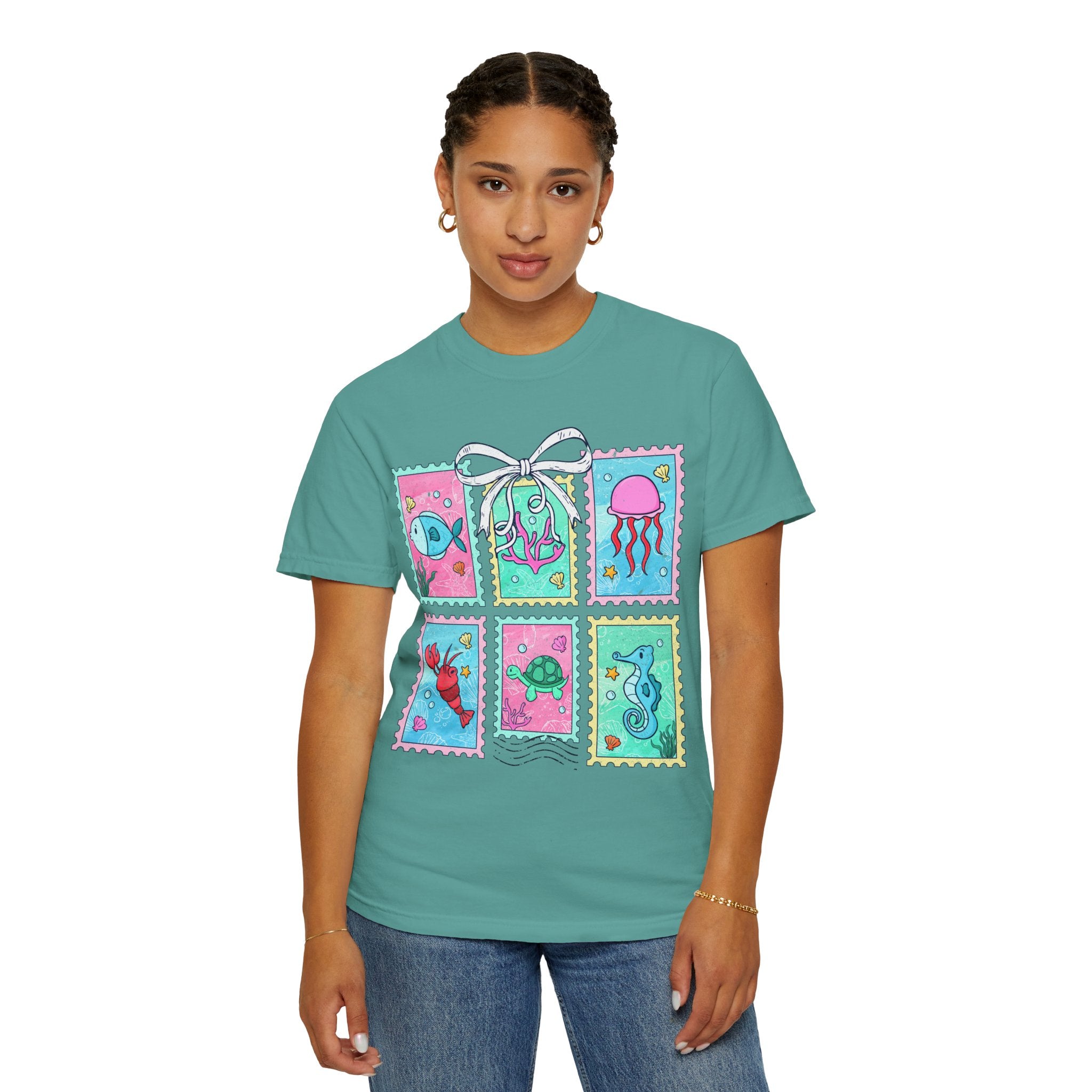 Sea Critter Stamp T-Shirt — Cute Marine Animals Graphic Tee