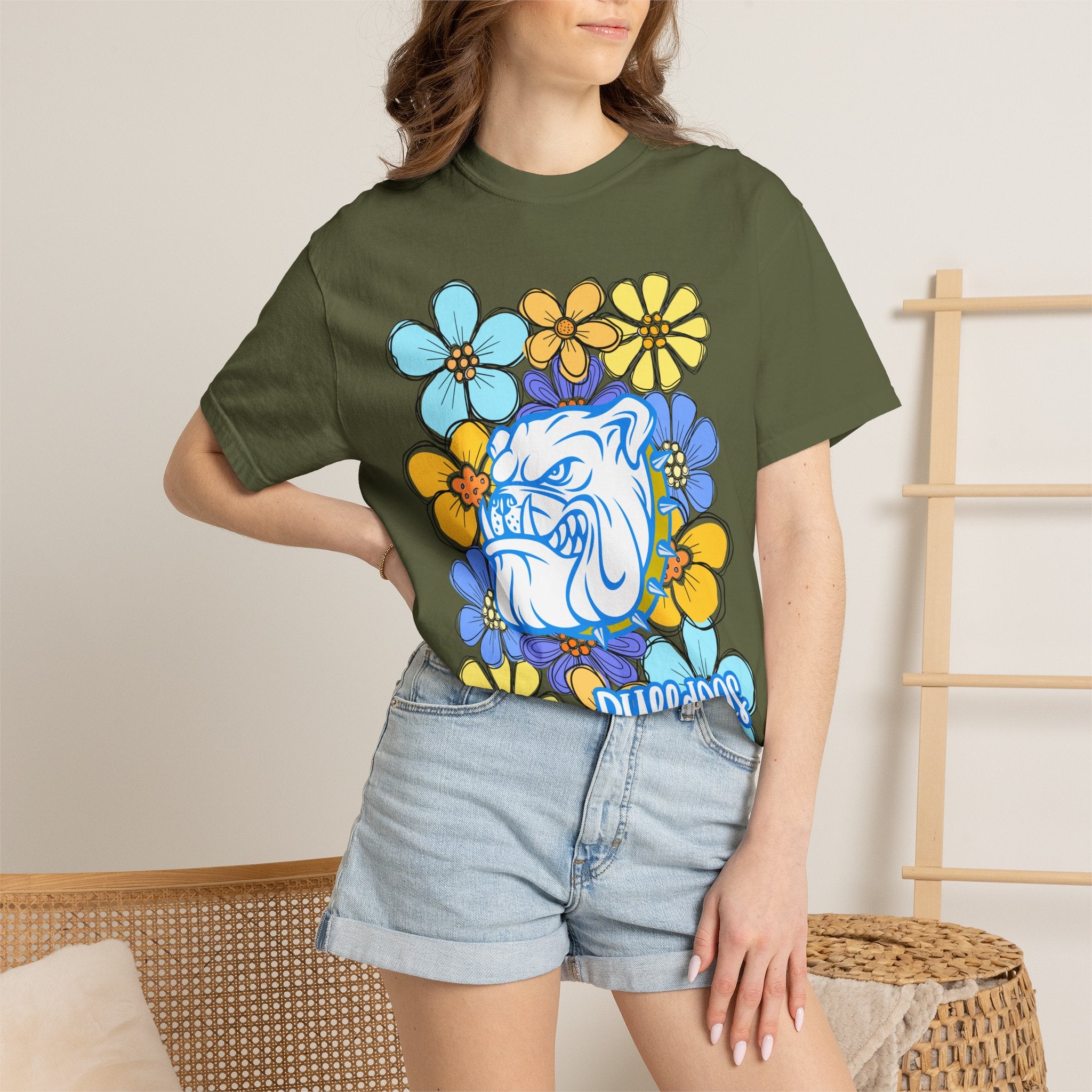 Bulldogs Floral Mascot T-Shirt
