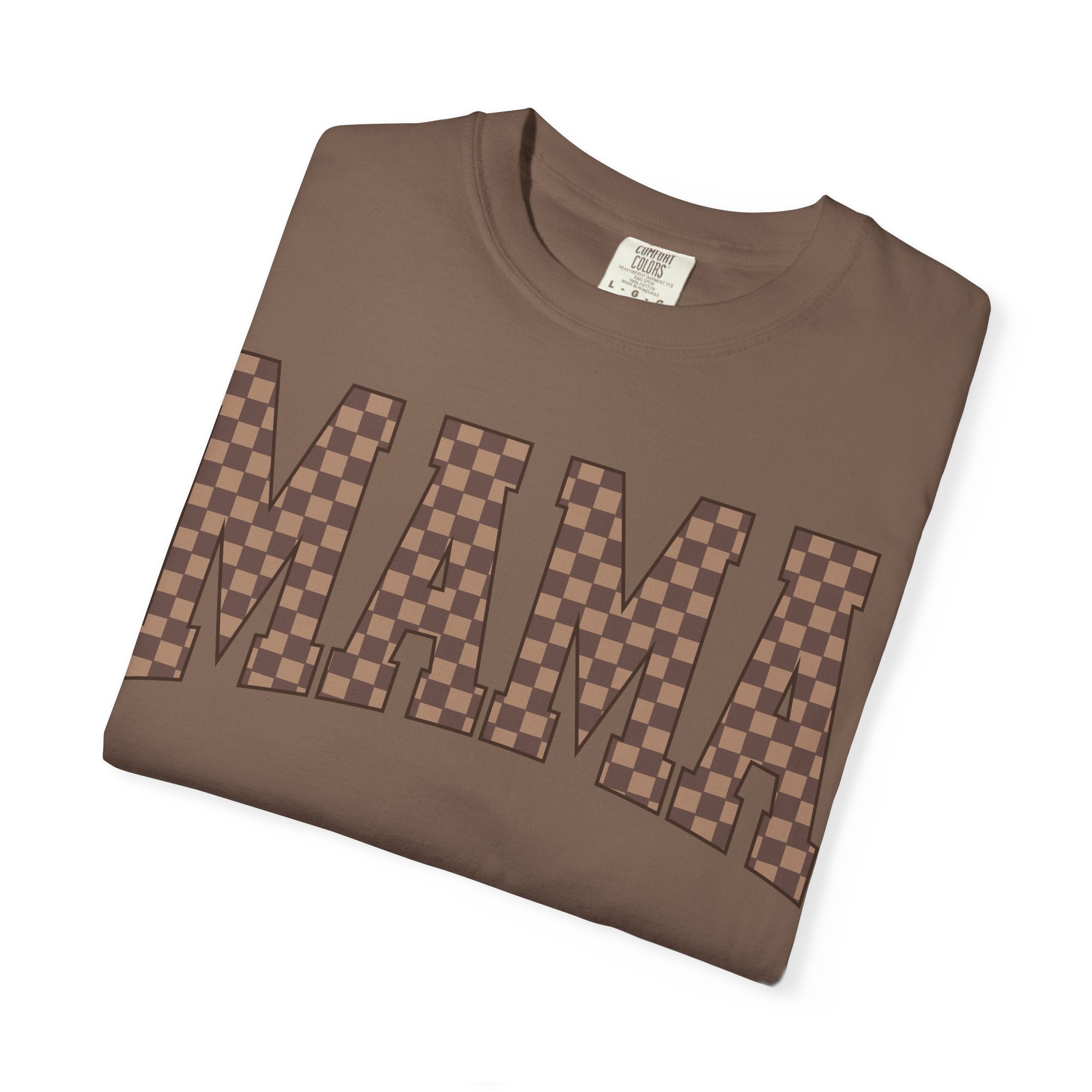 MAMA Checkered Logo T-Shirt — Graphic Mama Tee for Mothers, Mother's Day Gift