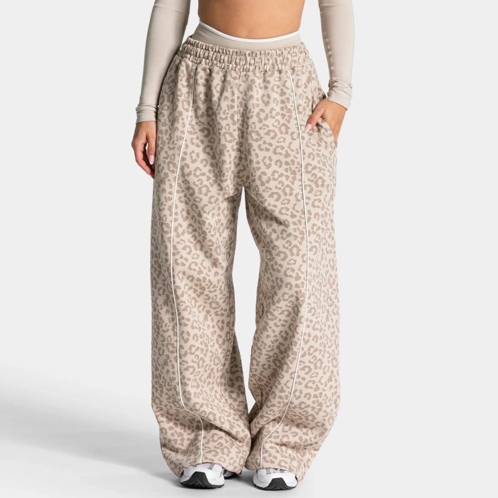 Leopard Print Wide Leg Yoga Pants