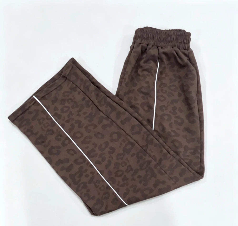 Leopard Print Wide Leg Yoga Pants