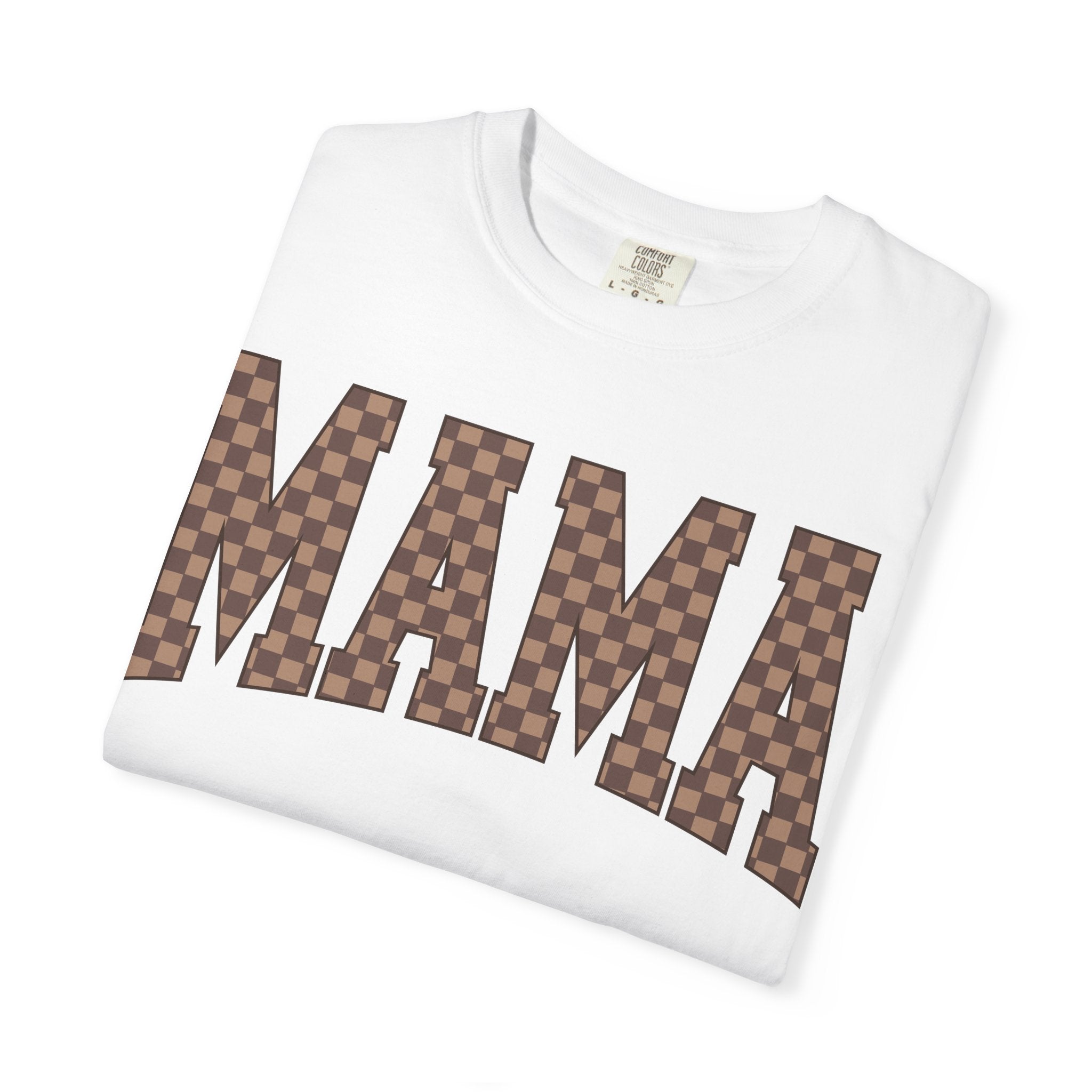 MAMA Checkered Logo T-Shirt — Graphic Mama Tee for Mothers, Mother's Day Gift