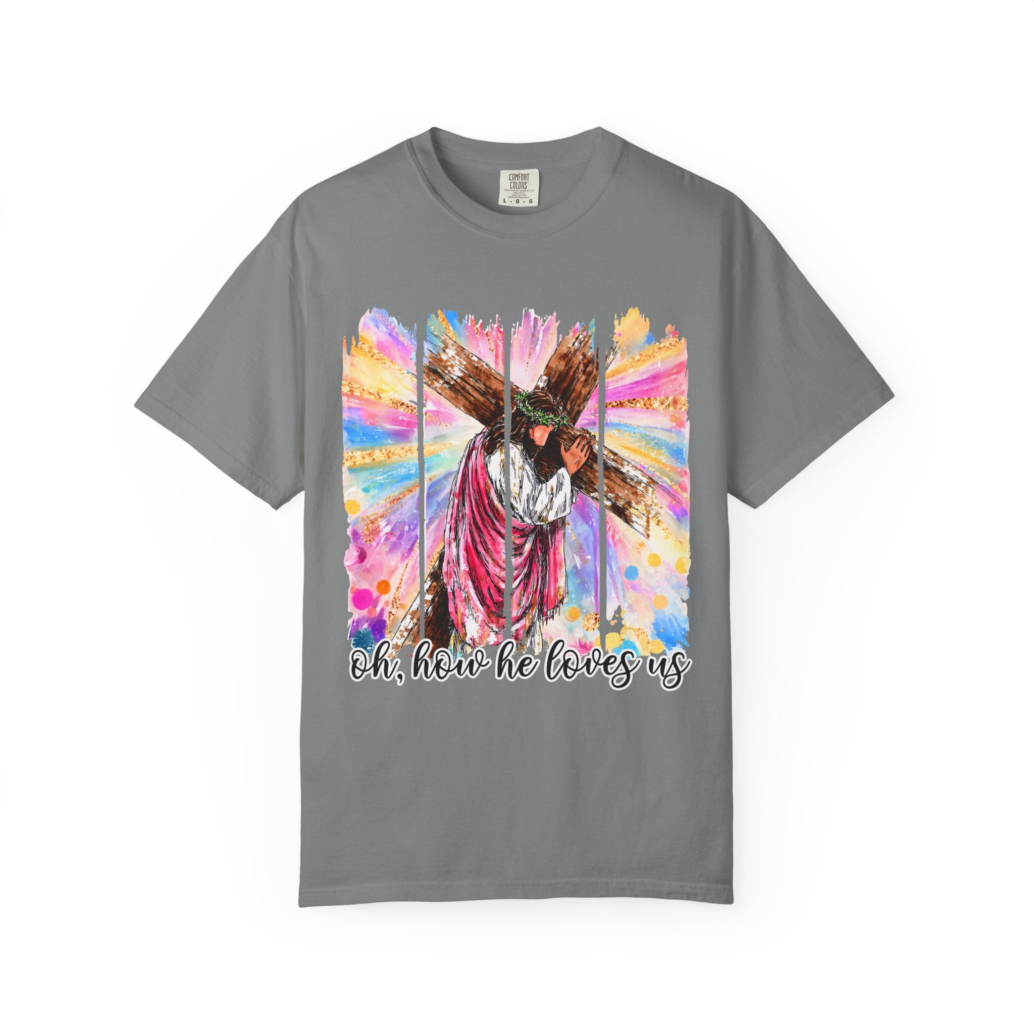 'Oh, How He Loves Us' Colorful Cross Graphic
