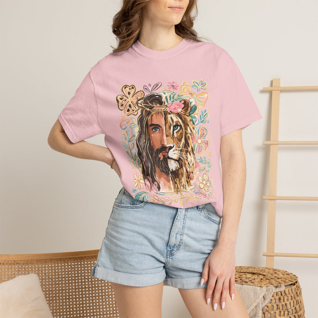 Lion & Lioness Floral Portrait T‑Shirt
