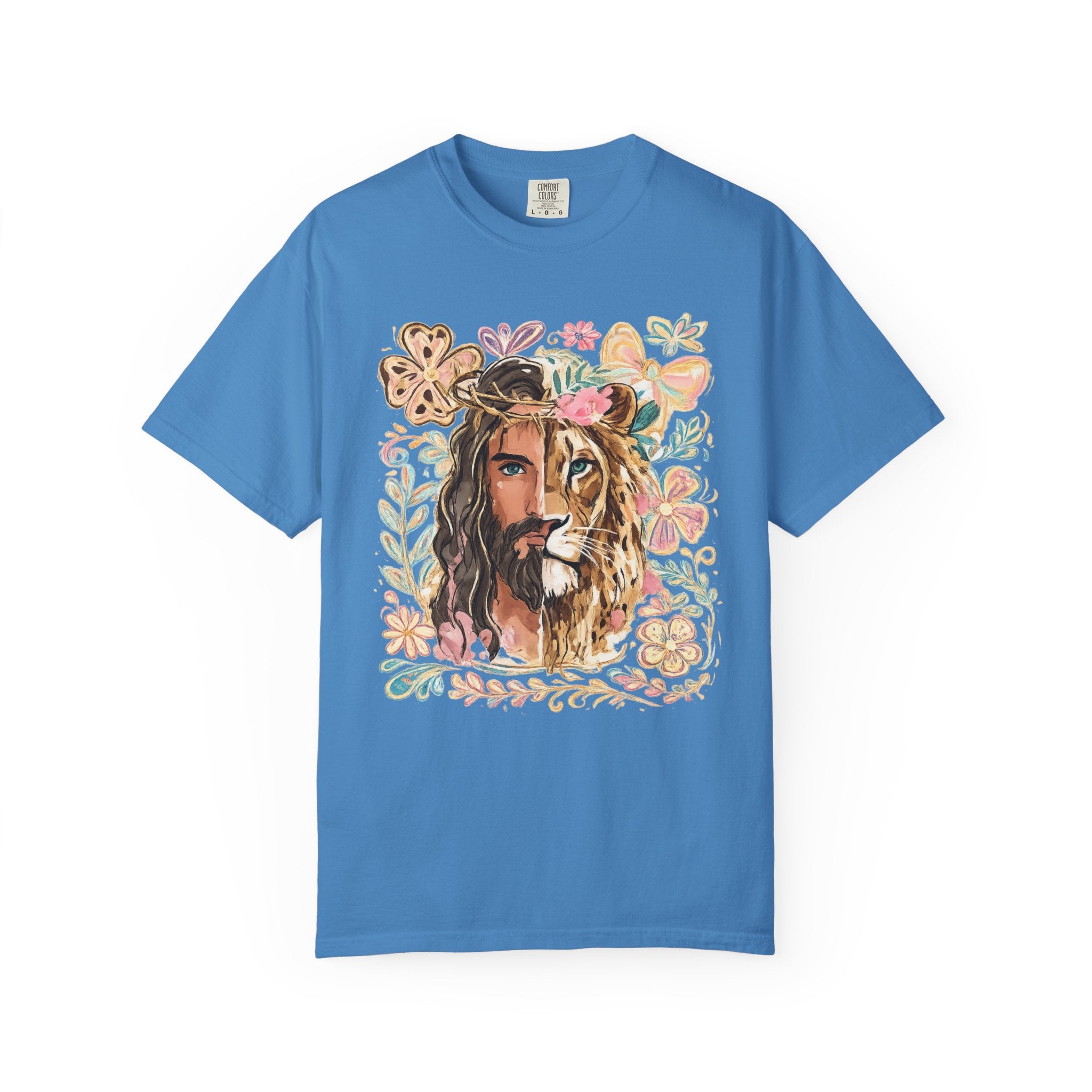 Lion & Lioness Floral Portrait T‑Shirt