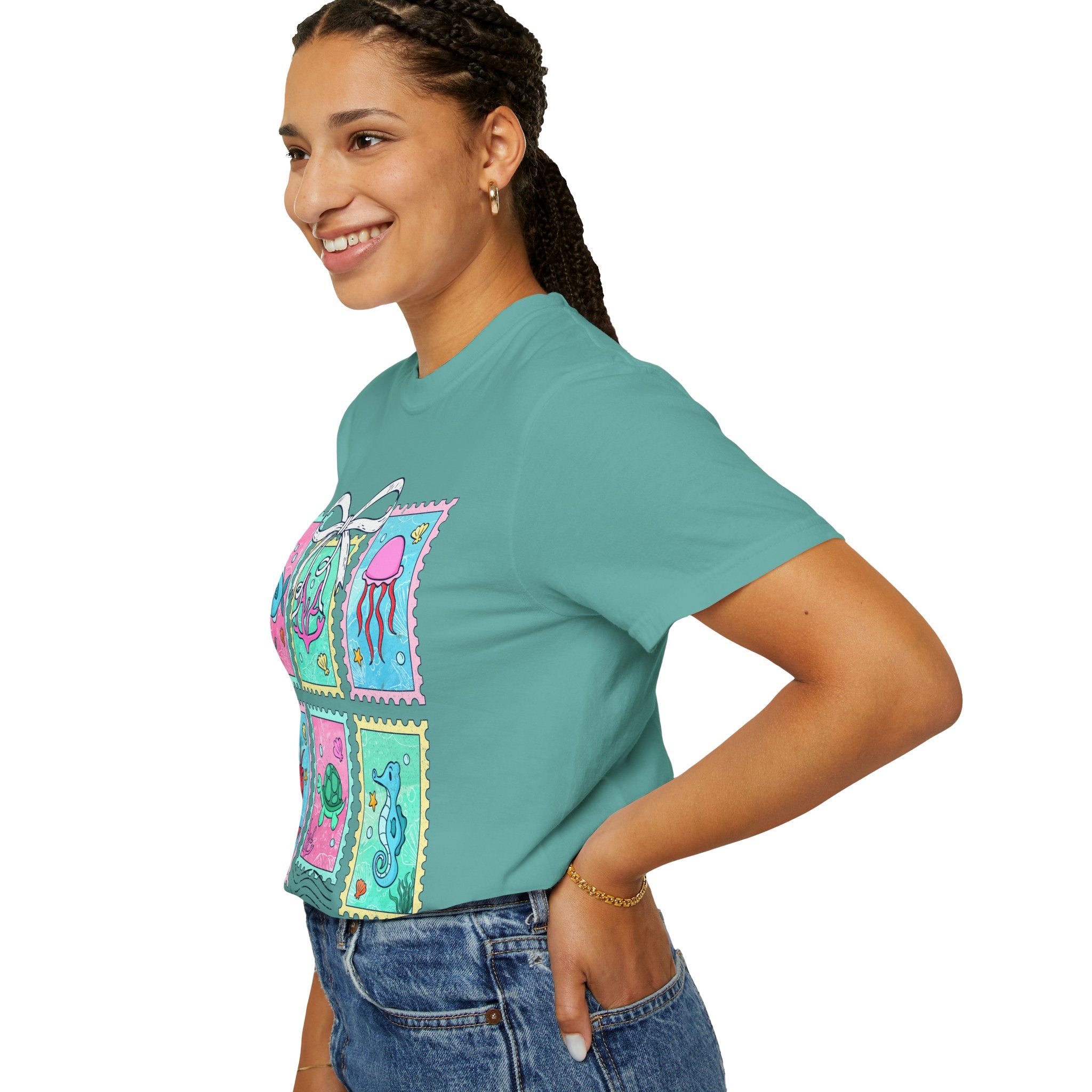 Sea Critter Stamp T-Shirt — Cute Marine Animals Graphic Tee