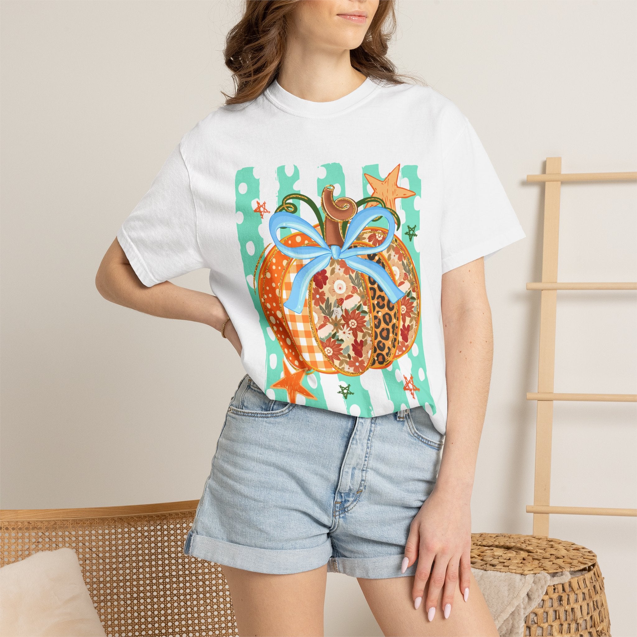 Floral & Gingham Fall Tee