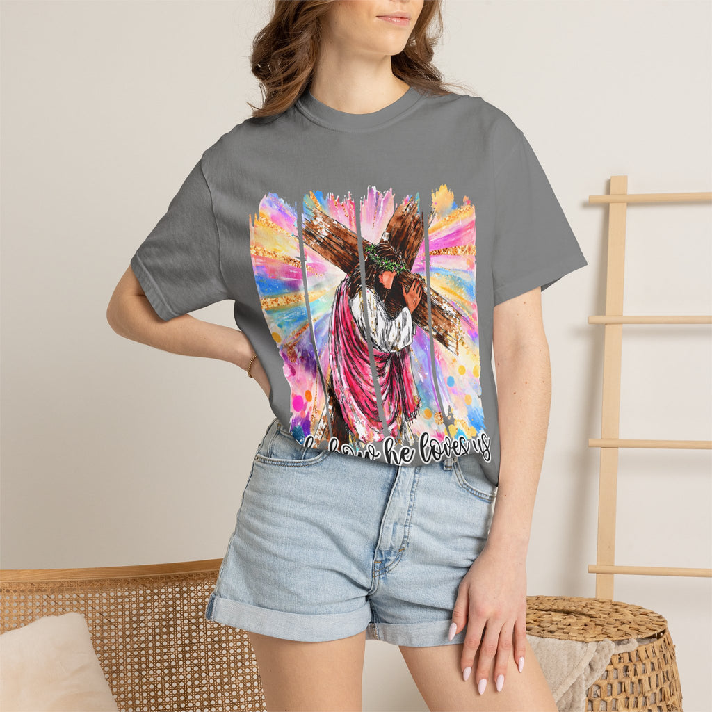 'Oh, How He Loves Us' Colorful Cross Graphic