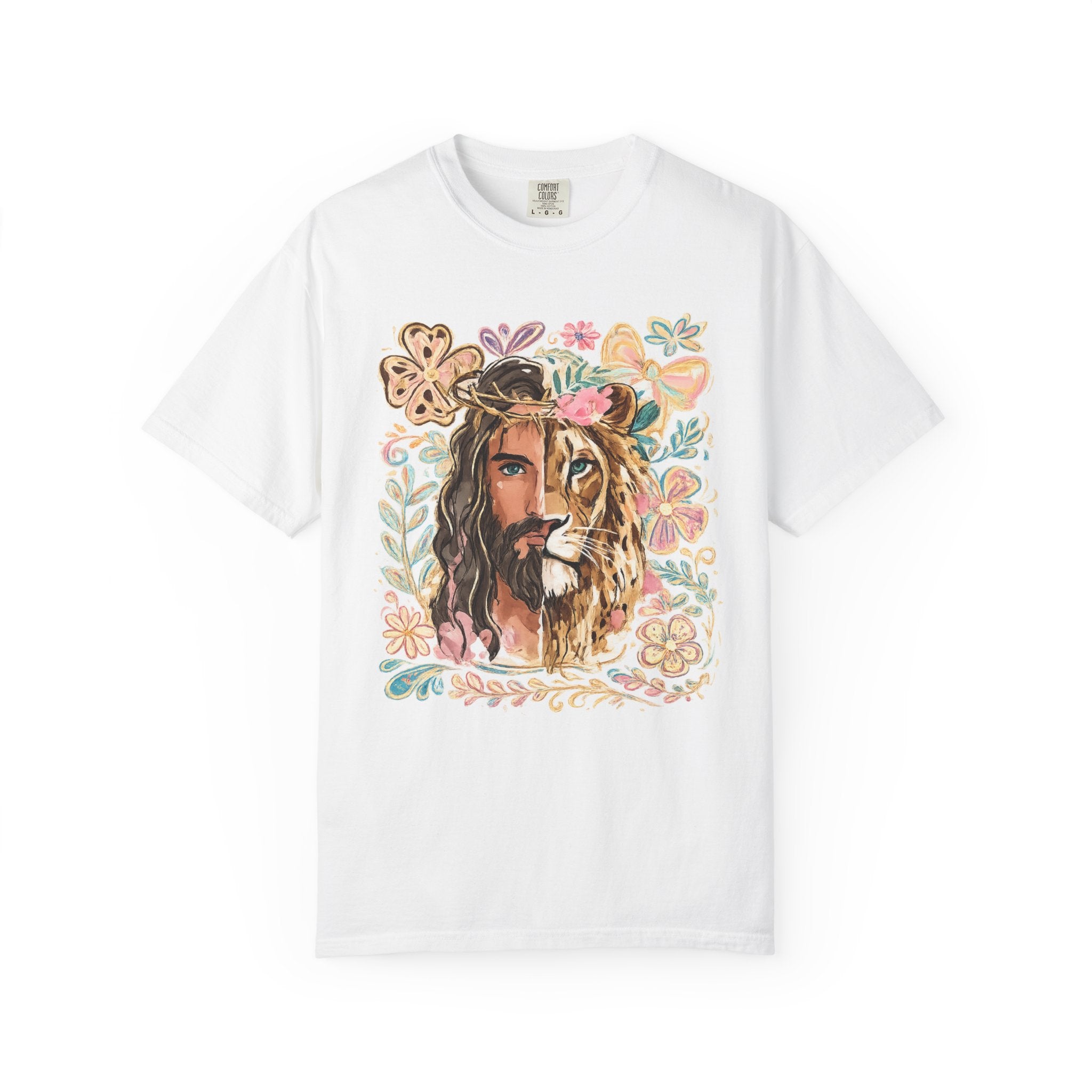 Lion & Lioness Floral Portrait T‑Shirt