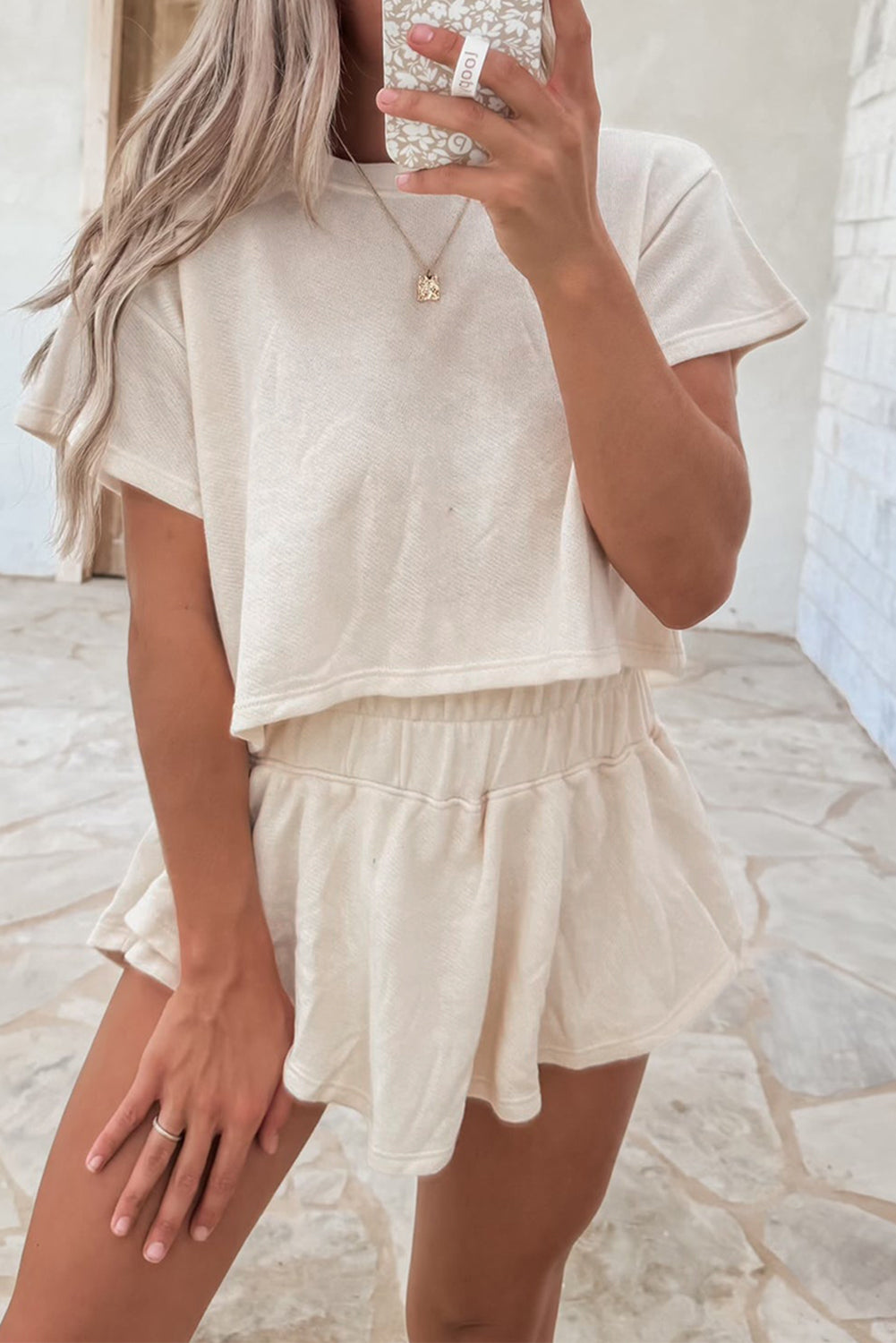 Tee and Ruffle High Waist Skort Set