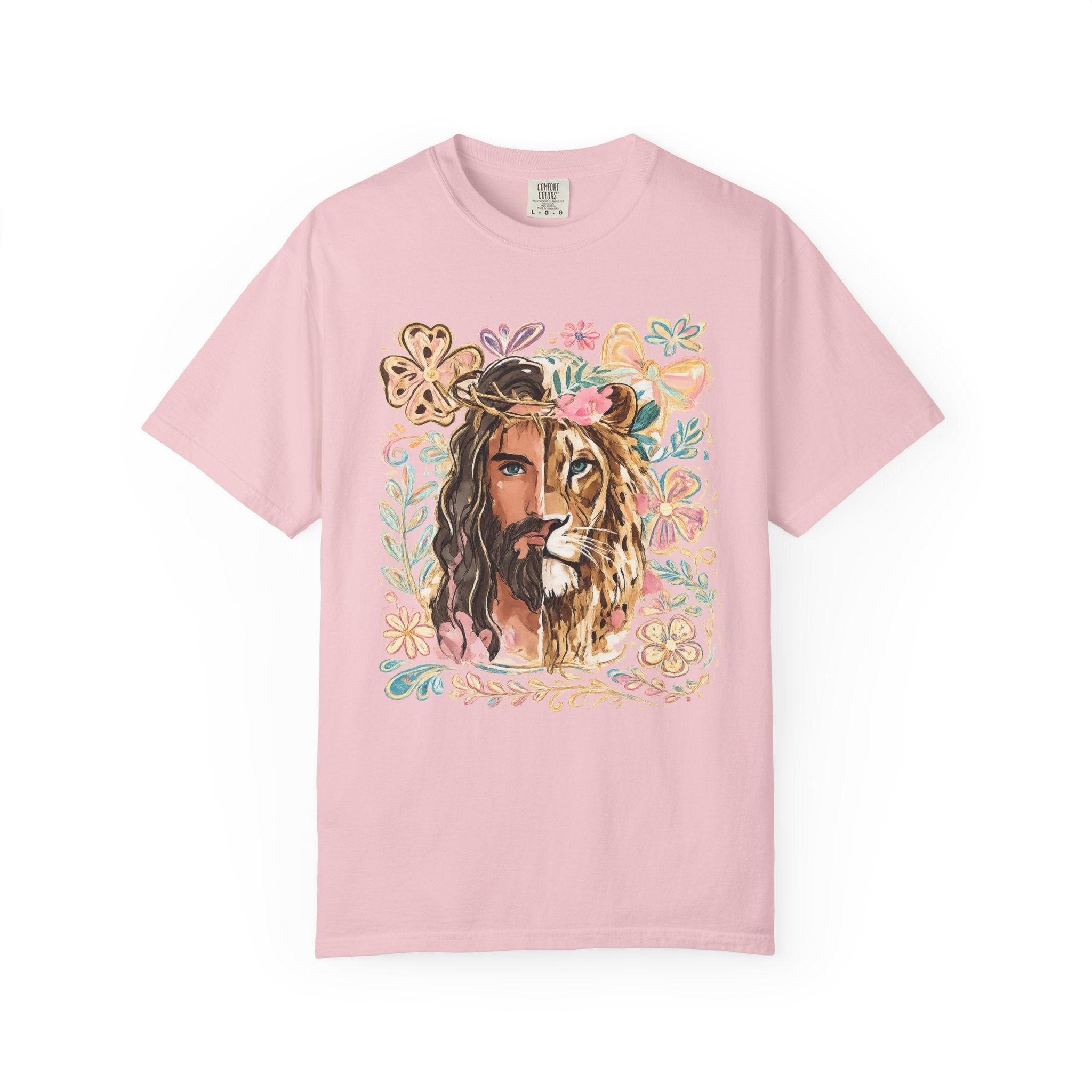 Lion & Lioness Floral Portrait T‑Shirt