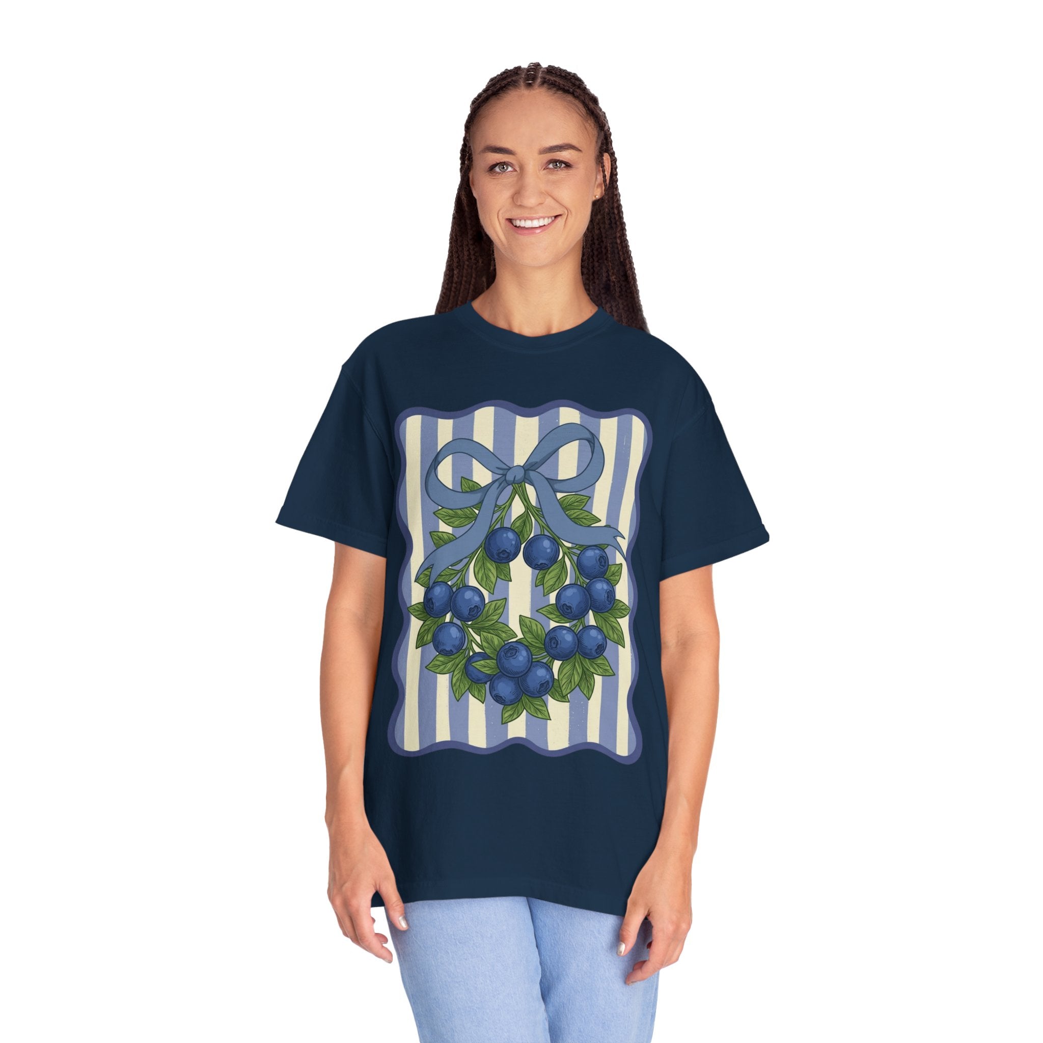 Blueberry Wreath Striped T-Shirt