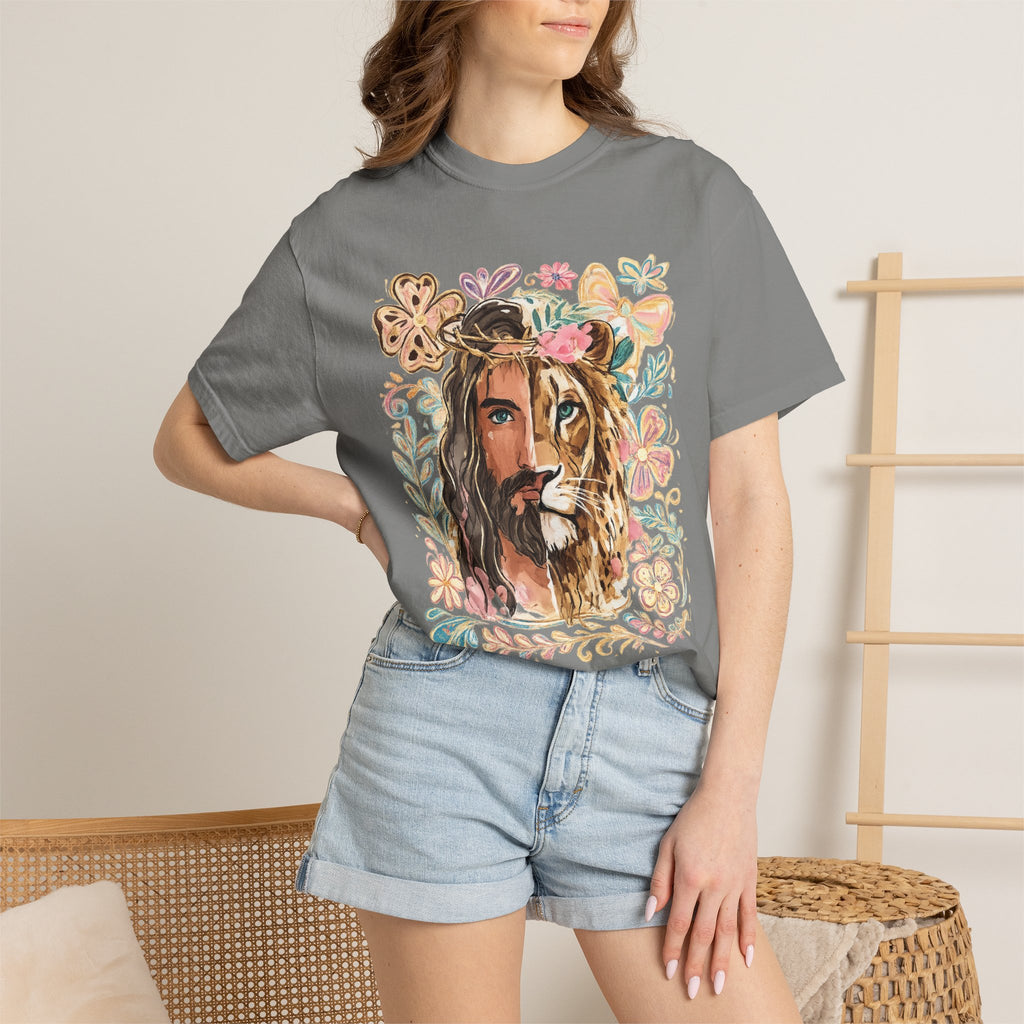 Lion & Lioness Floral Portrait T‑Shirt