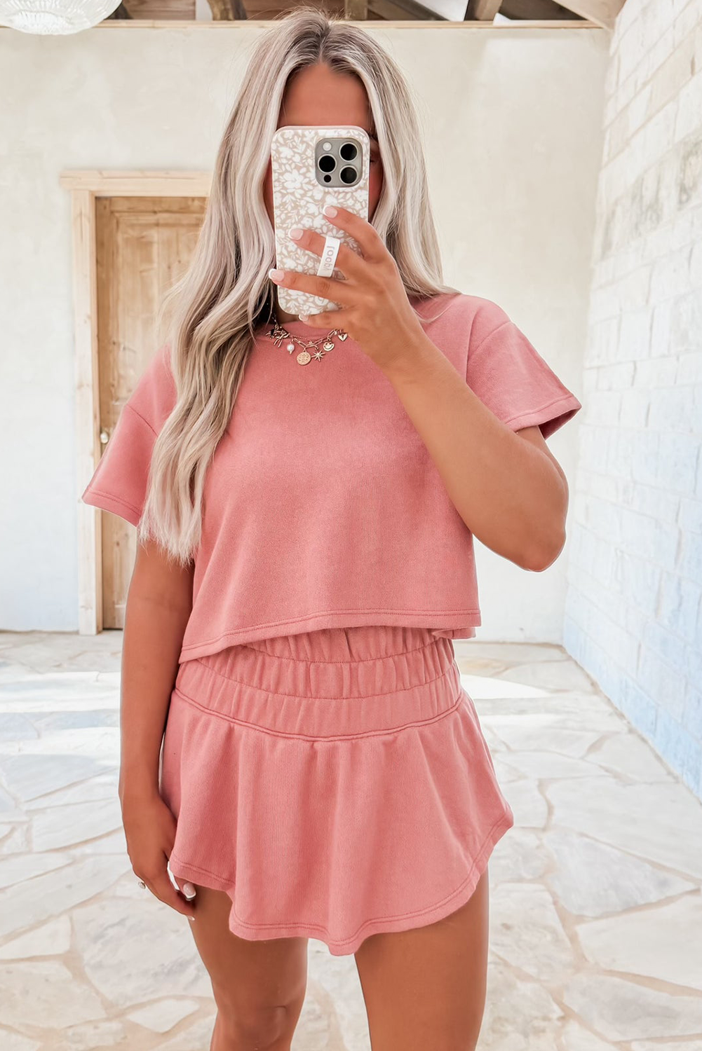 Tee and Ruffle High Waist Skort Set
