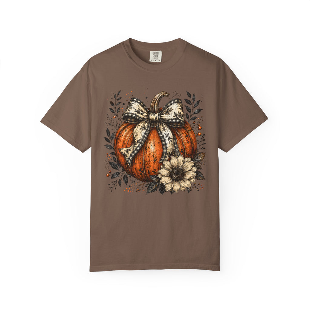 Autumn Pumpkin & Sunflower T-Shirt — Rustic Fall Harvest Tee
