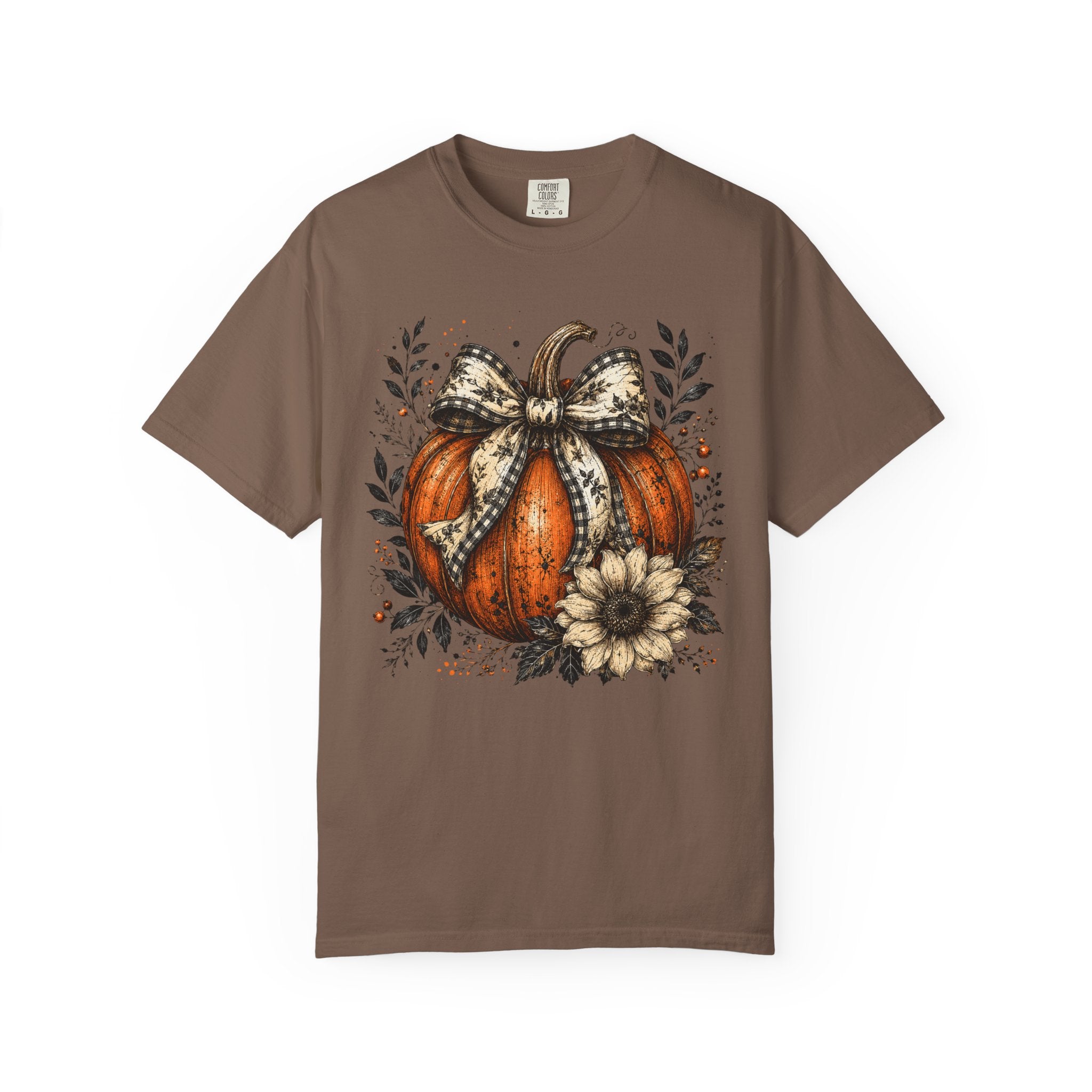 Autumn Pumpkin & Sunflower T-Shirt — Rustic Fall Harvest Tee