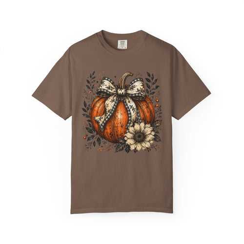 Autumn Pumpkin & Sunflower T-Shirt — Rustic Fall Harvest Tee