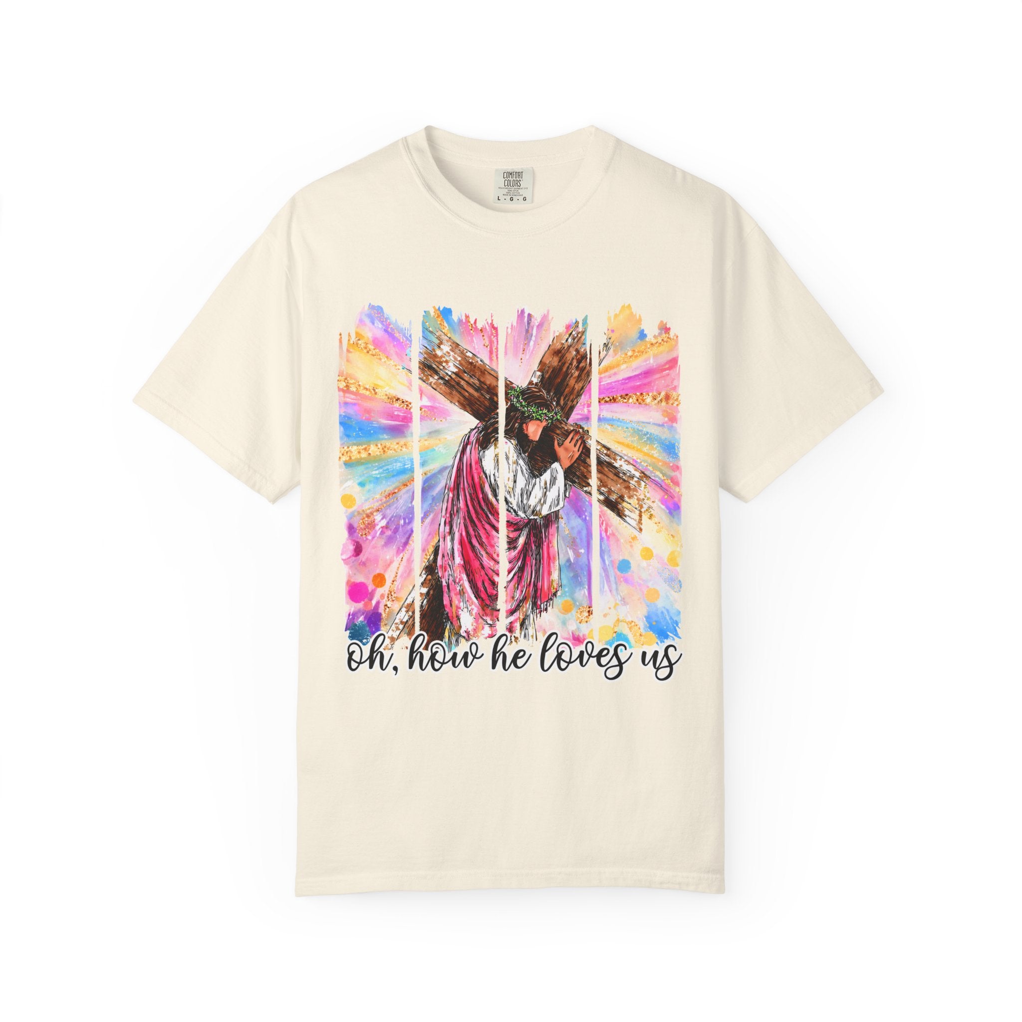 'Oh, How He Loves Us' Colorful Cross Graphic
