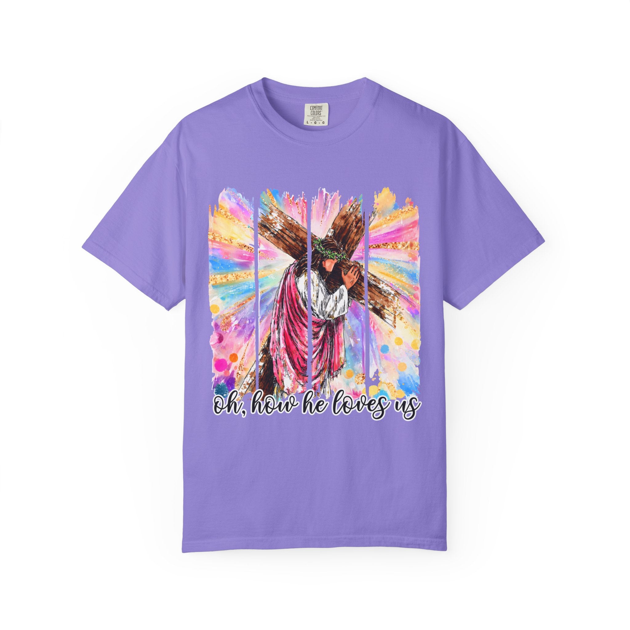 'Oh, How He Loves Us' Colorful Cross Graphic