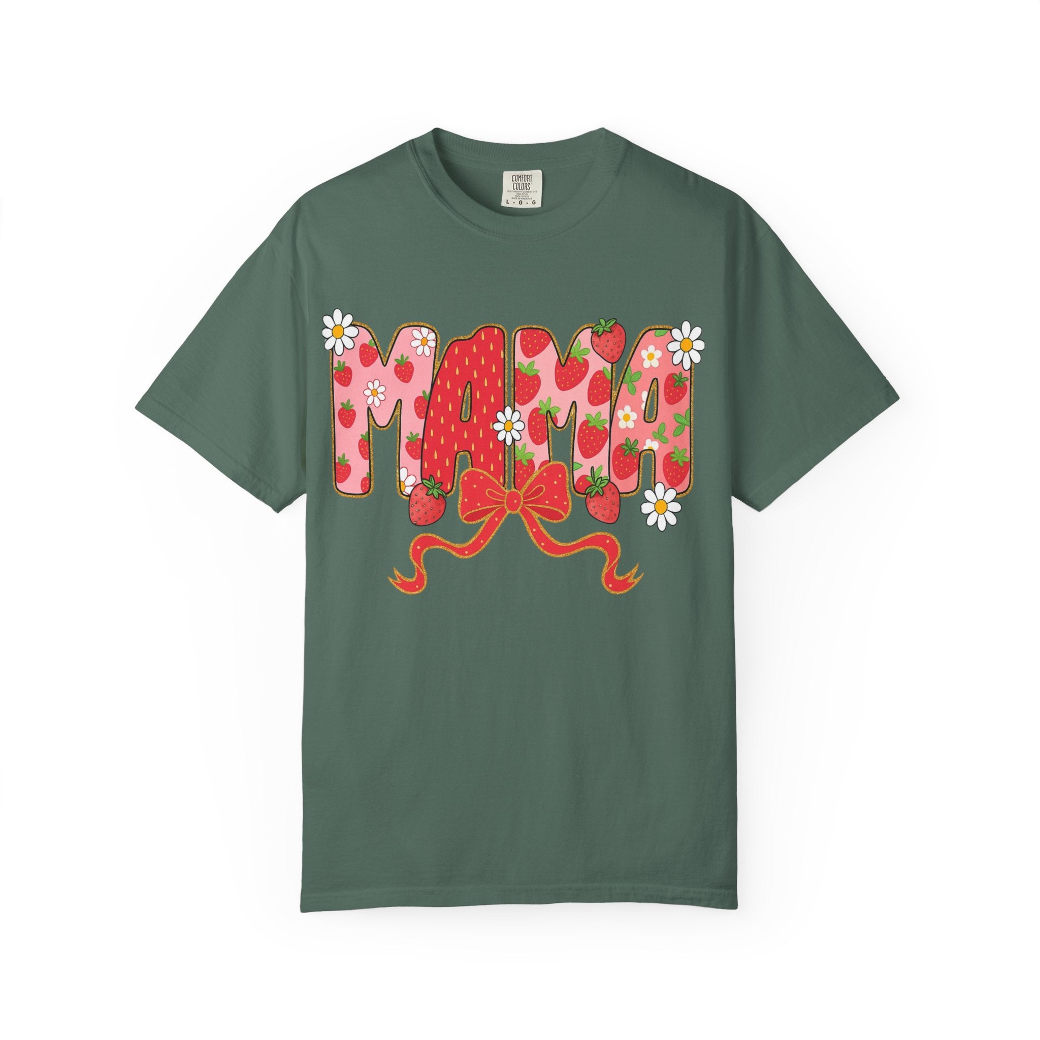 Mama Strawberry Floral Tee — Cute Retro Ribbon Mom T-Shirt for Mother's Day