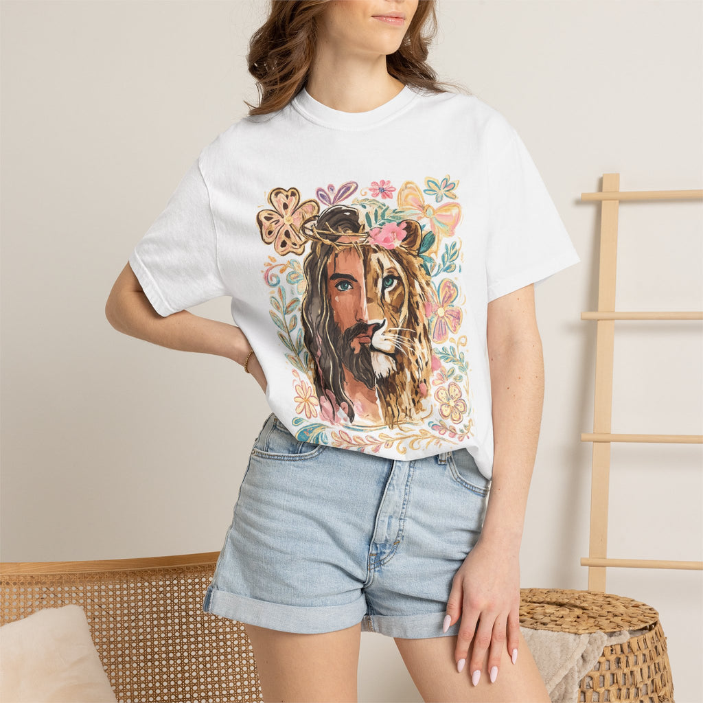Lion & Lioness Floral Portrait T‑Shirt