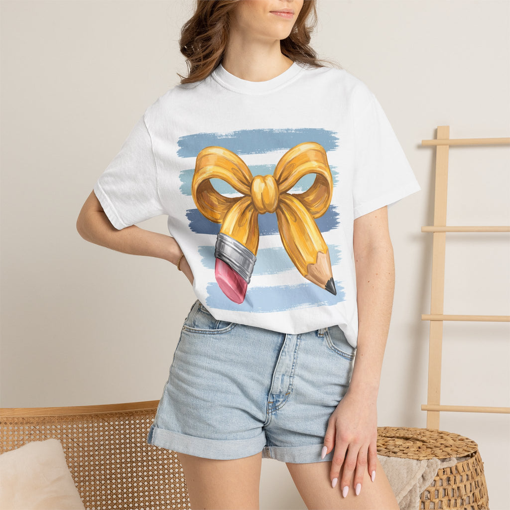 Teacher Pencil Bow T-Shirt