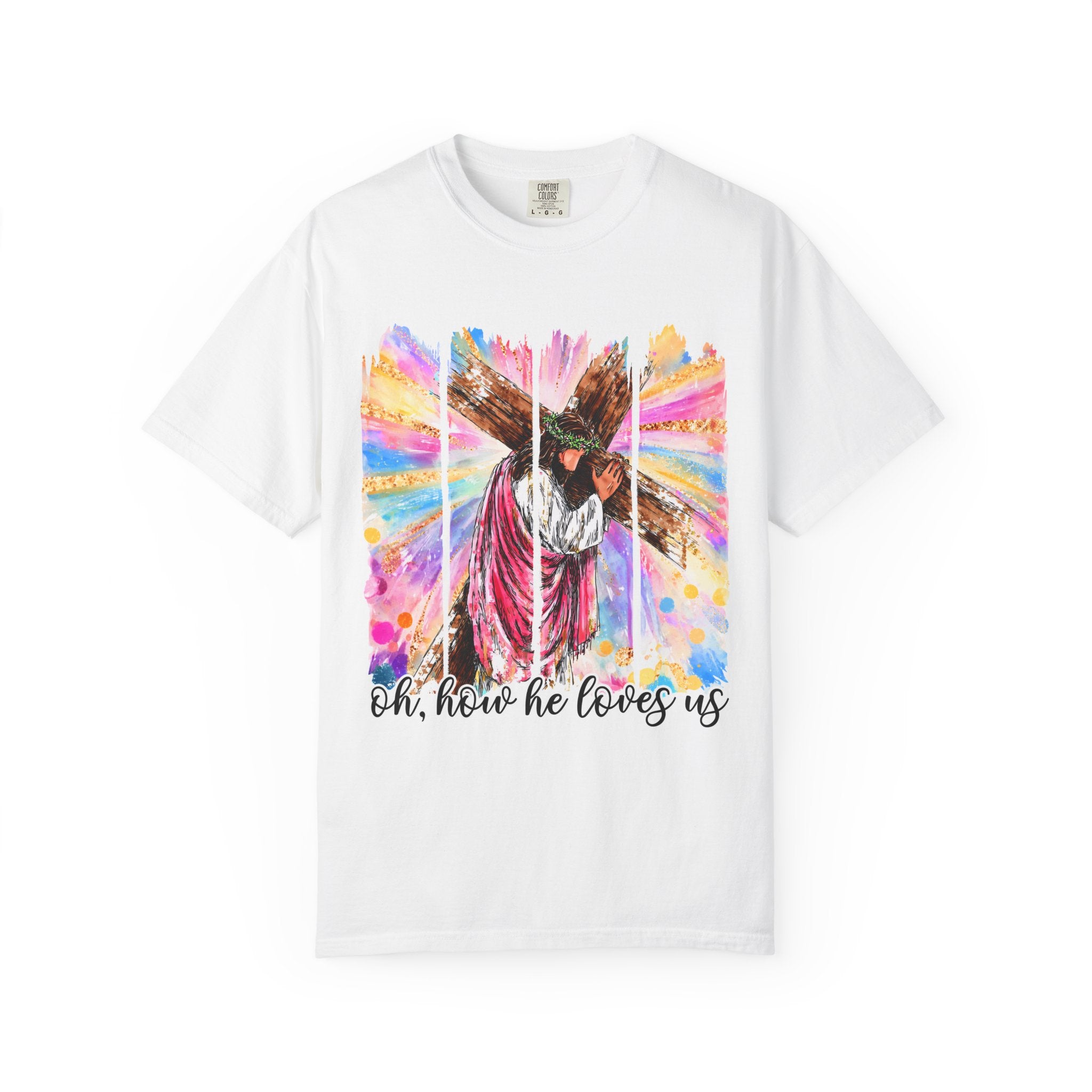 'Oh, How He Loves Us' Colorful Cross Graphic