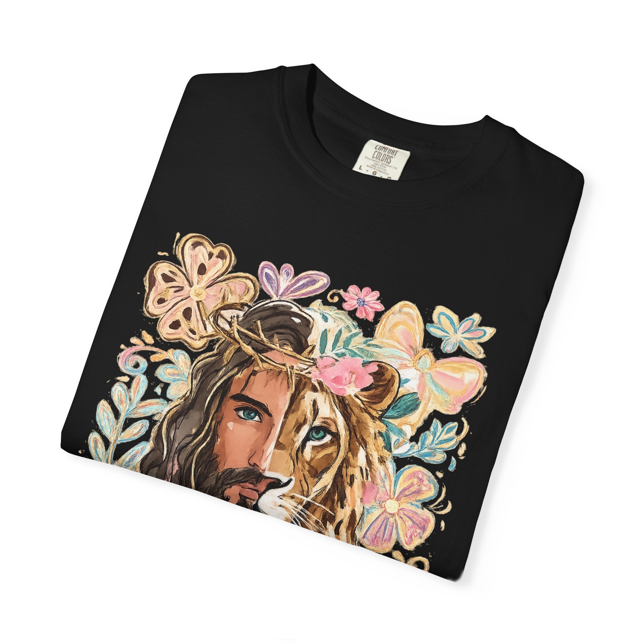 Lion & Lioness Floral Portrait T‑Shirt