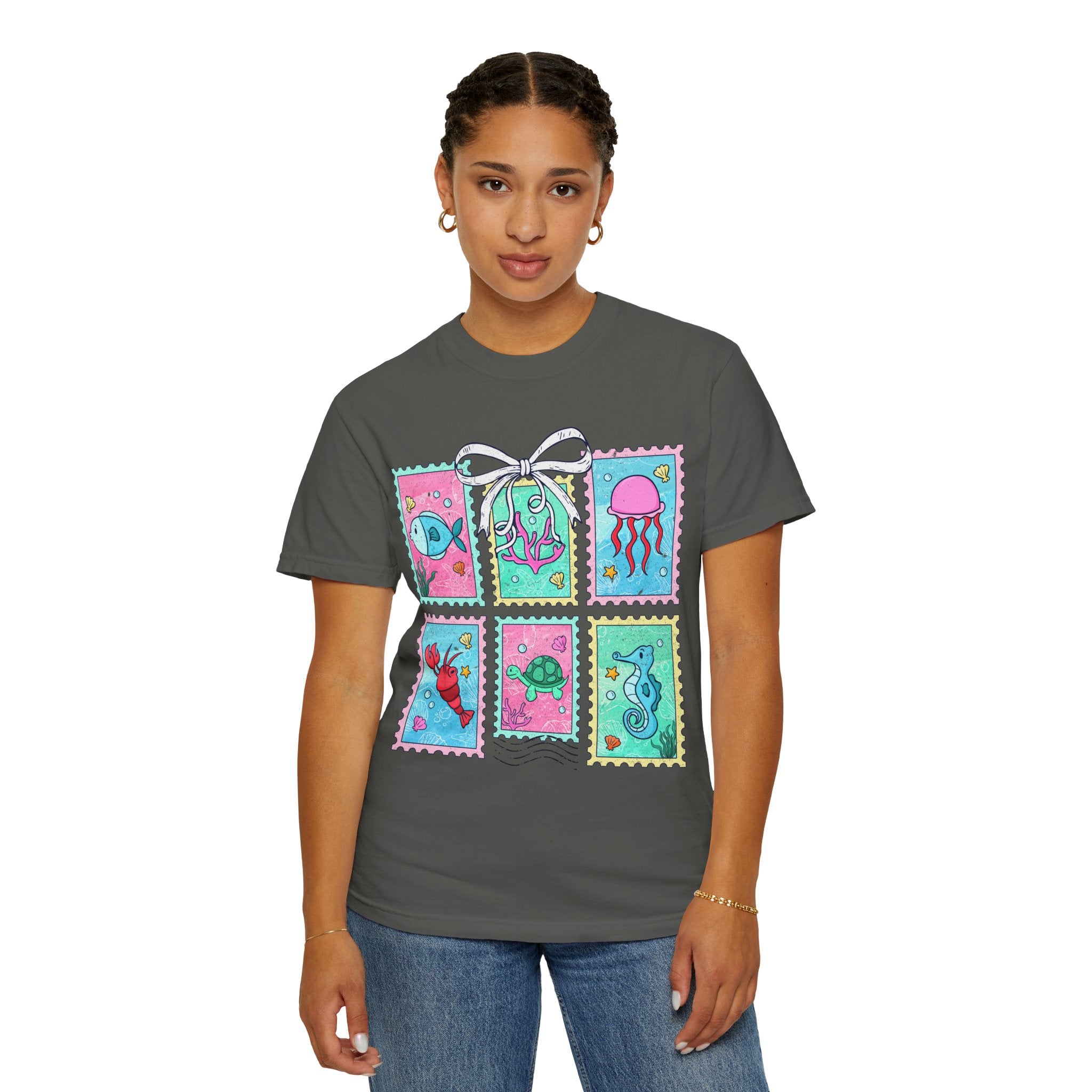 Sea Critter Stamp T-Shirt — Cute Marine Animals Graphic Tee