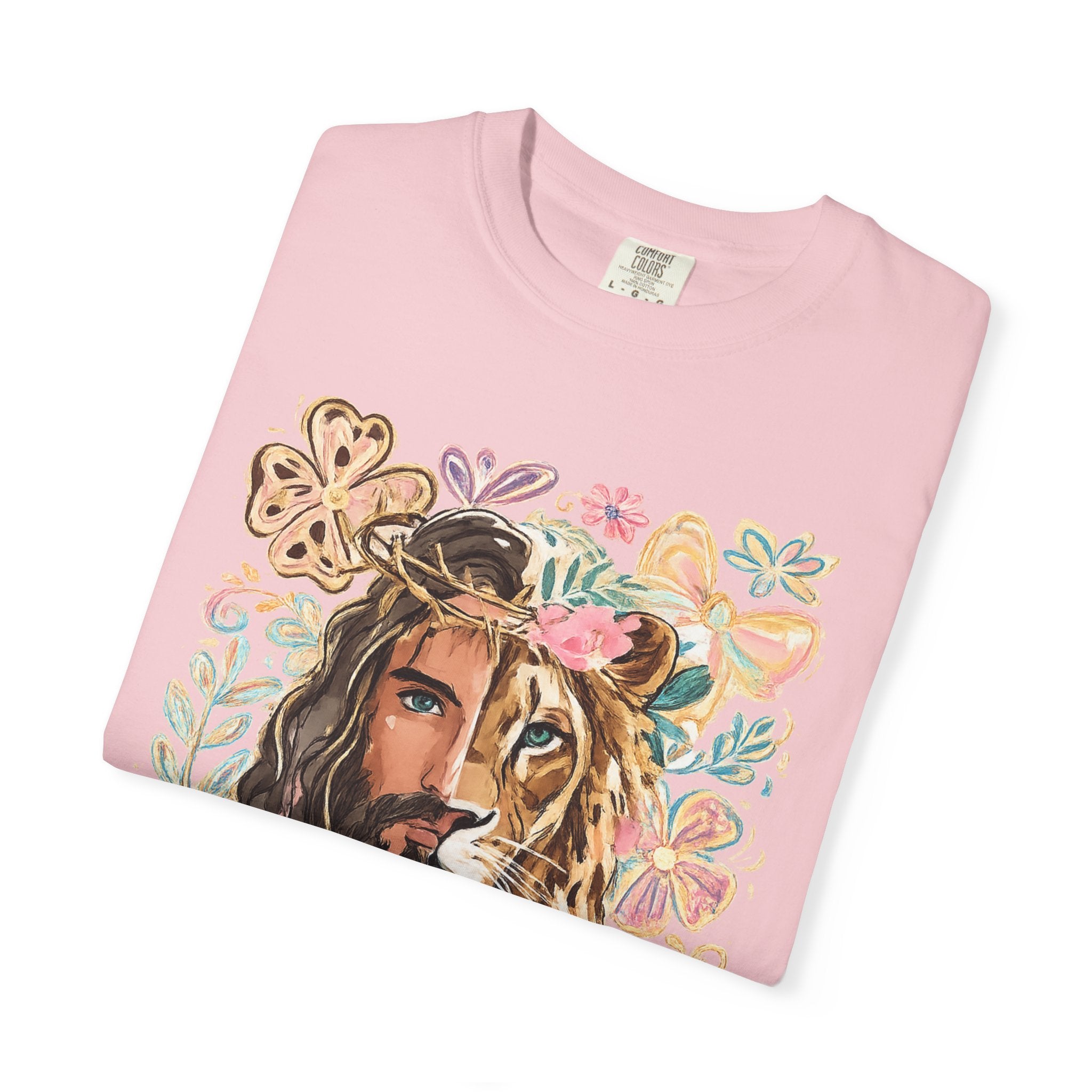 Lion & Lioness Floral Portrait T‑Shirt