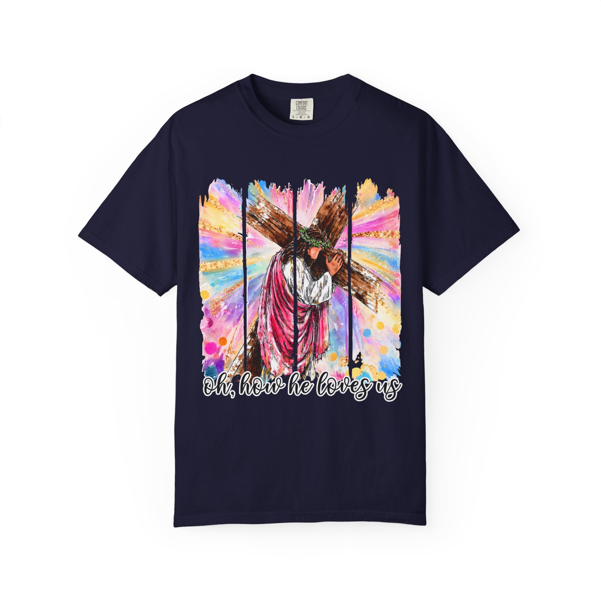 'Oh, How He Loves Us' Colorful Cross Graphic