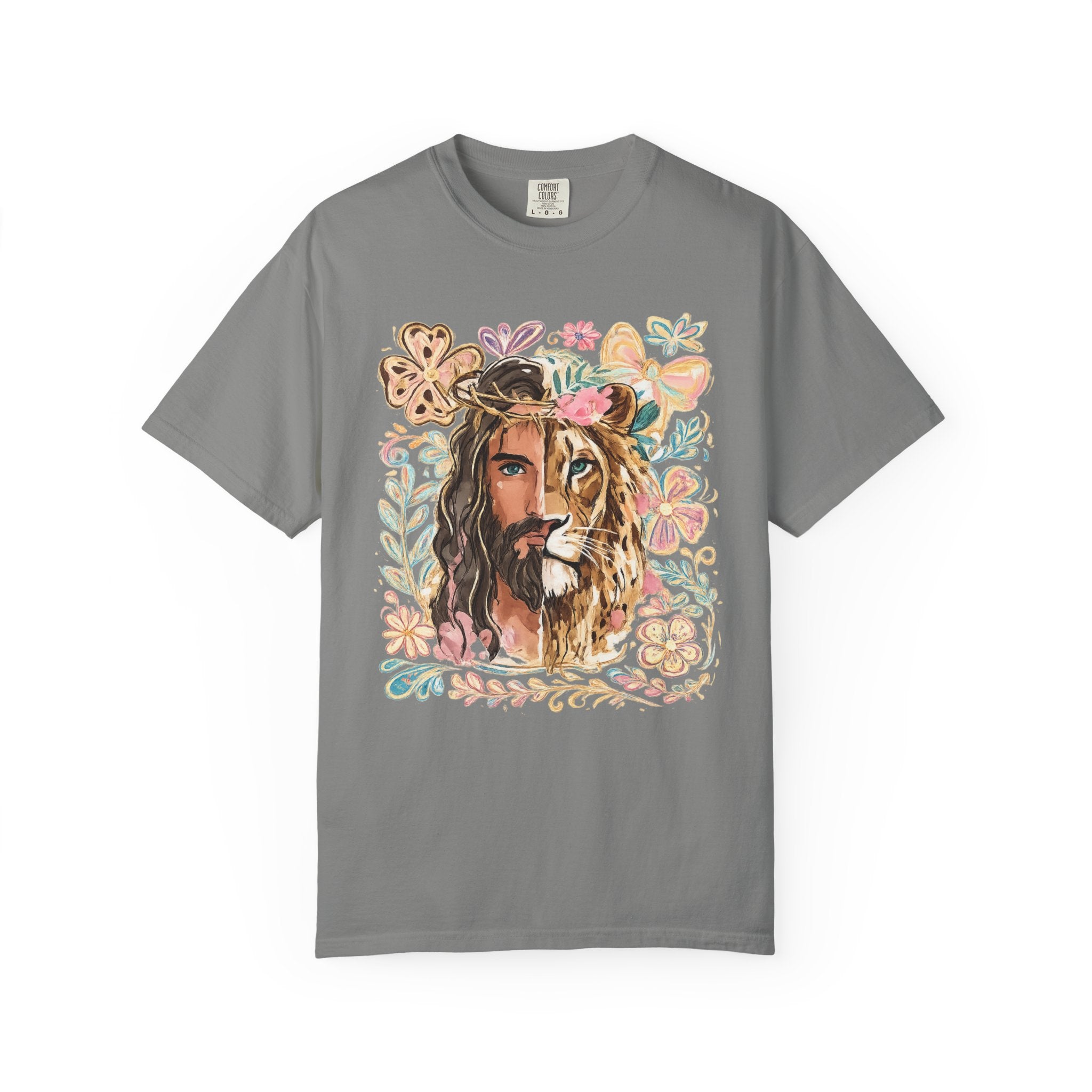 Lion & Lioness Floral Portrait T‑Shirt