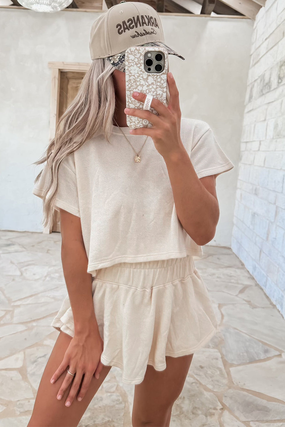 Tee and Ruffle High Waist Skort Set