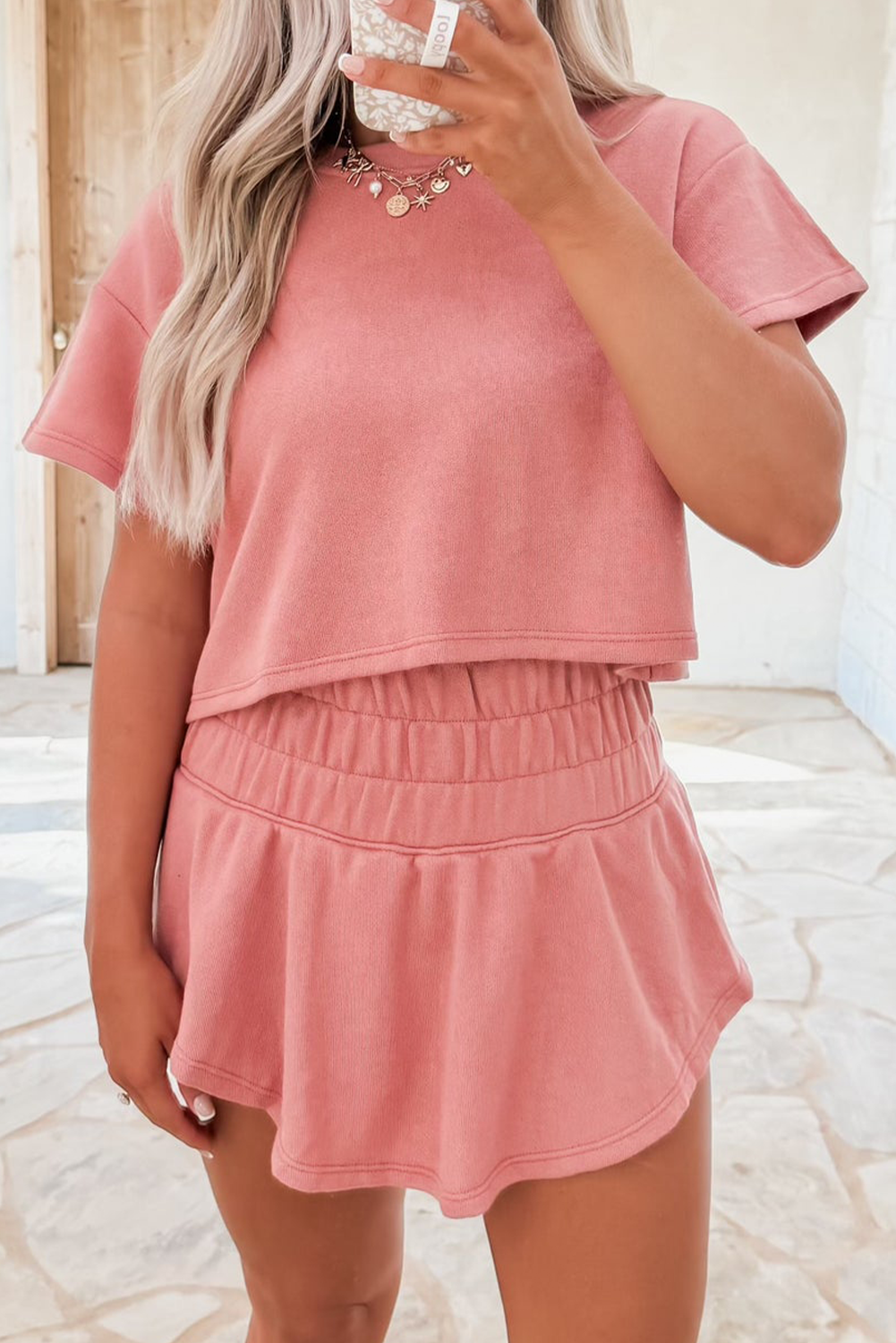 Tee and Ruffle High Waist Skort Set